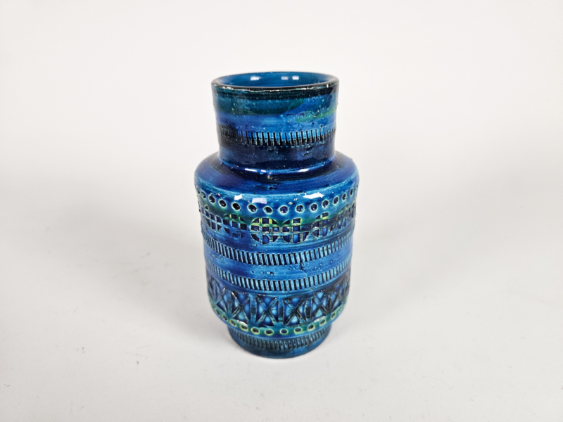 Vintage Vase Keramik Blau 1960er Jahre