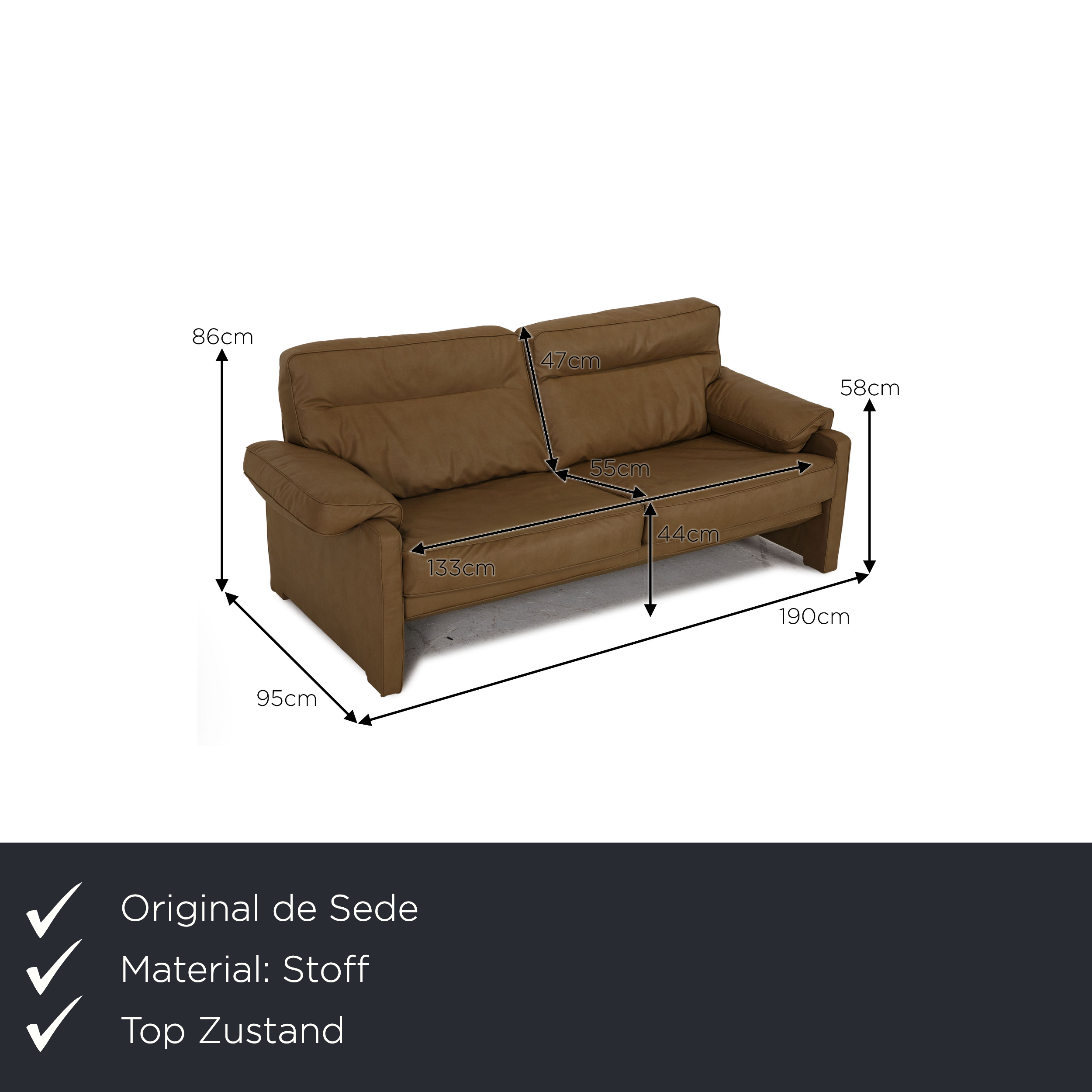 DS 70 Sofa 2-Sitzer Kunstleder Oliv