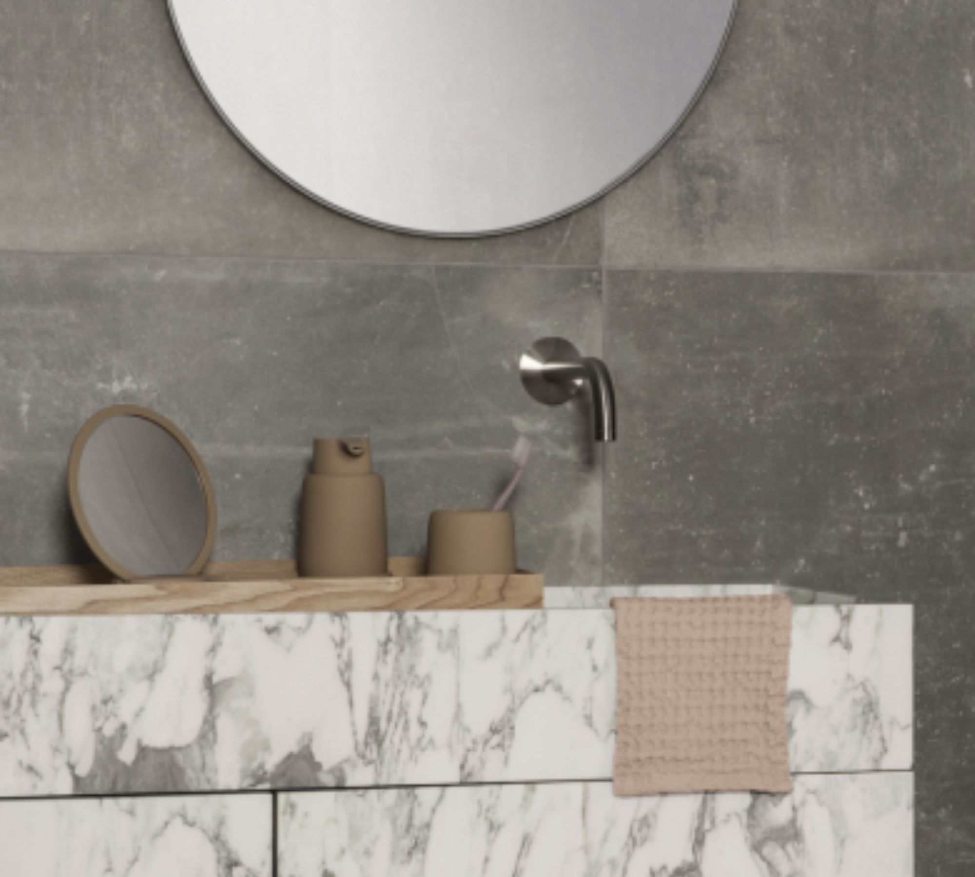 Rim Wall Mirror White Glass Smoked Ø80cm 66163