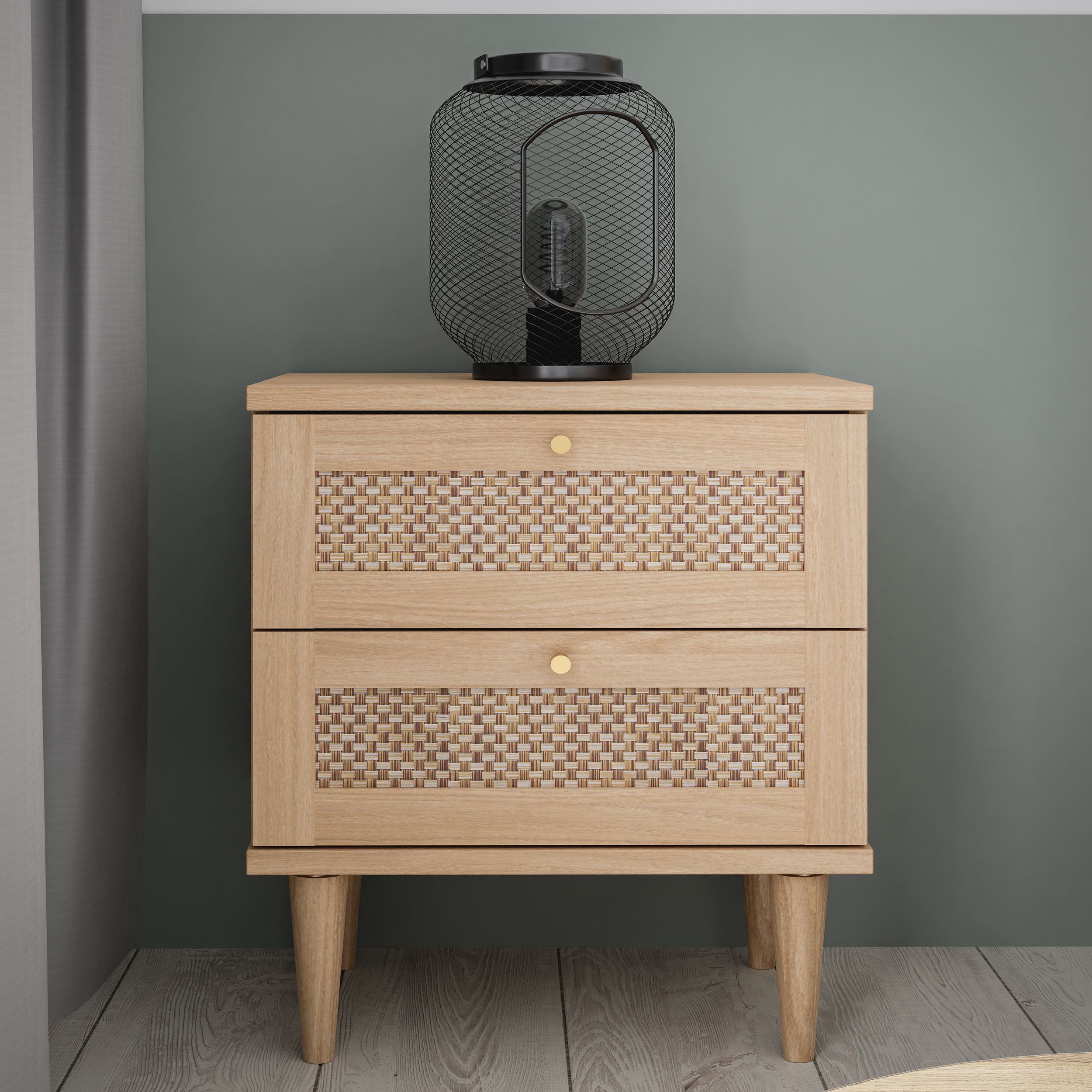 Nightstand Pekino with 2 drawers Natural
