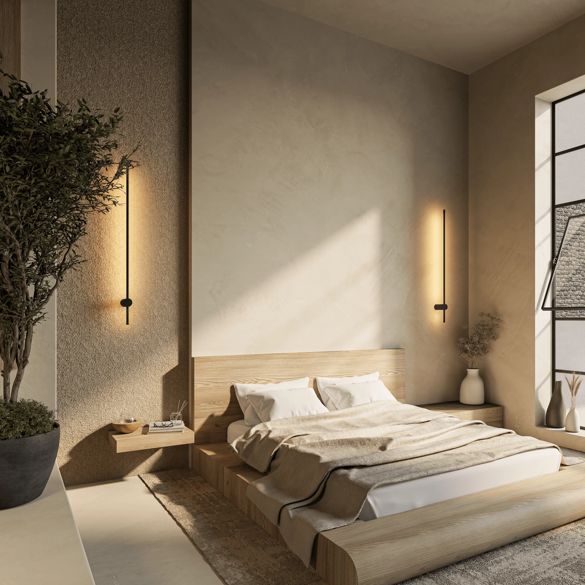 Dimmable LED Wall Lamp PERSEIS Groß Standard Black