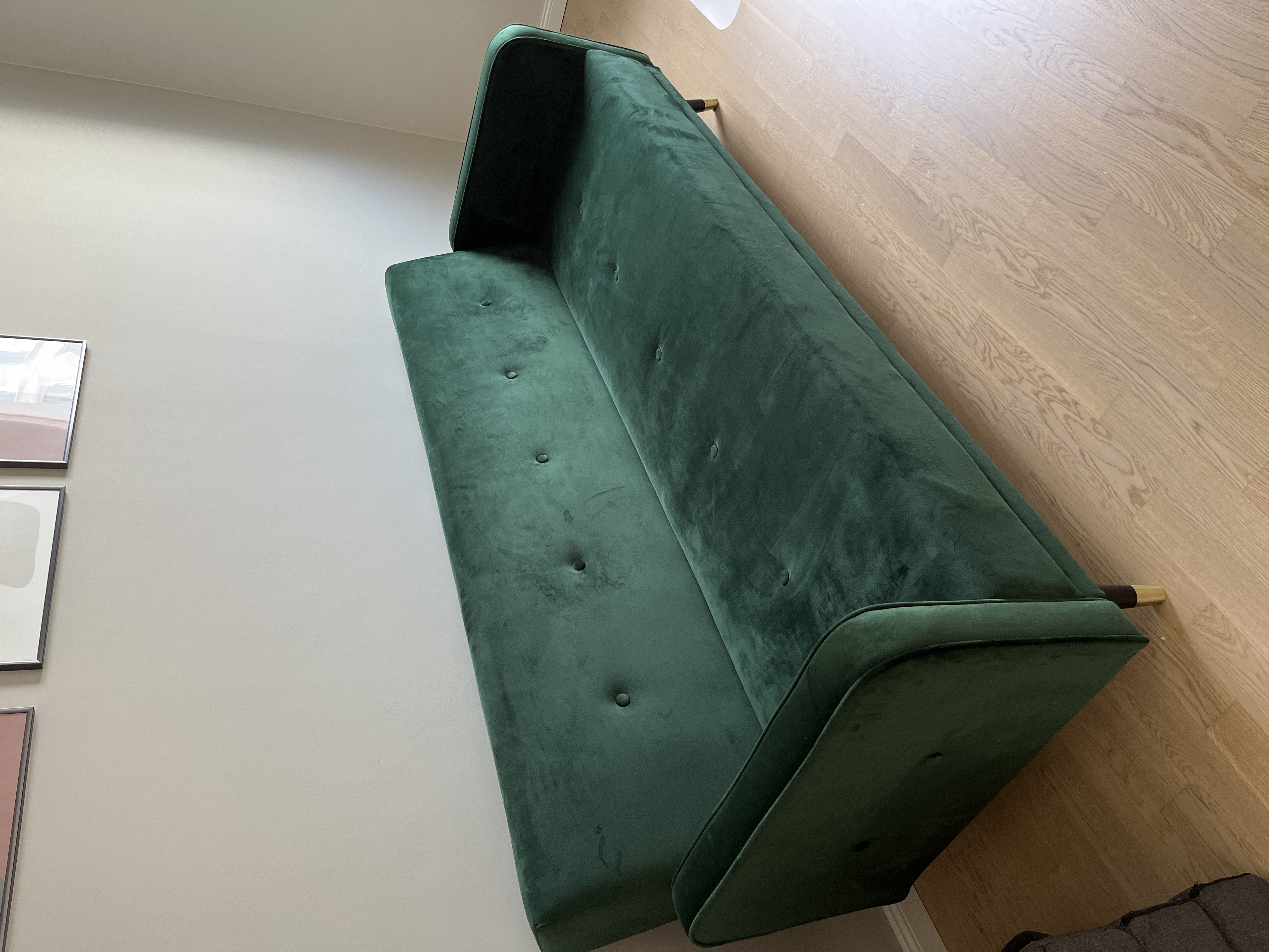 Schlafsofa 3-Sitzer Samt Metall Grün