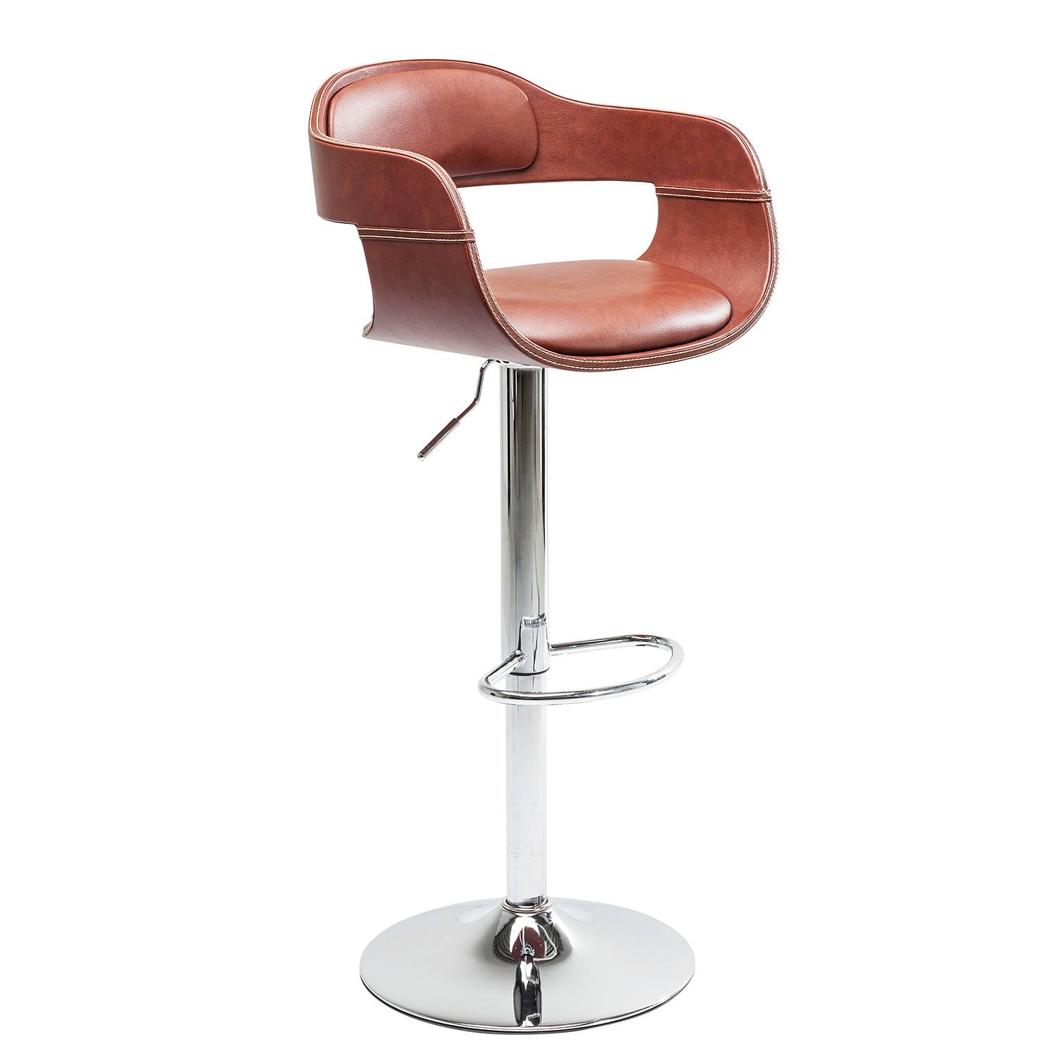 Barstuhl Monaco I Kunstleder Stahl Cognac Chrom