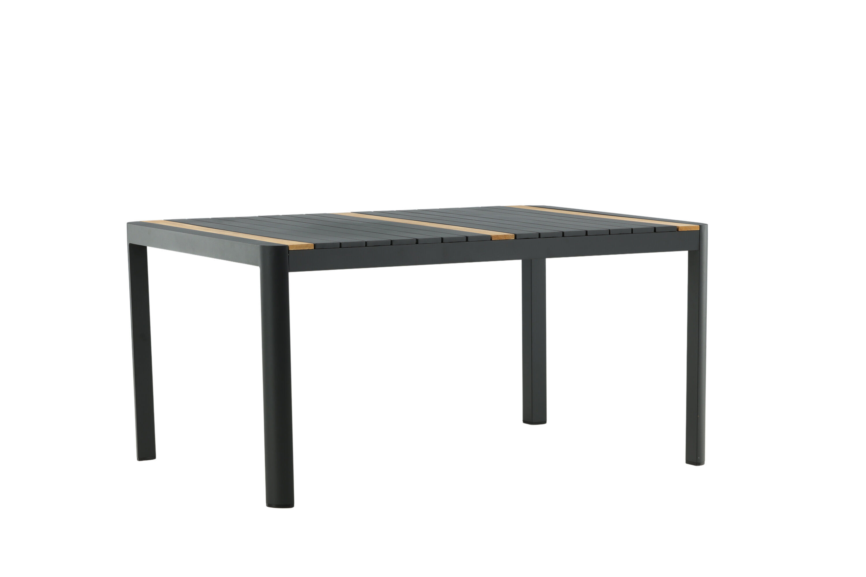 Togo Esstisch Aluminium Teak Schwarz