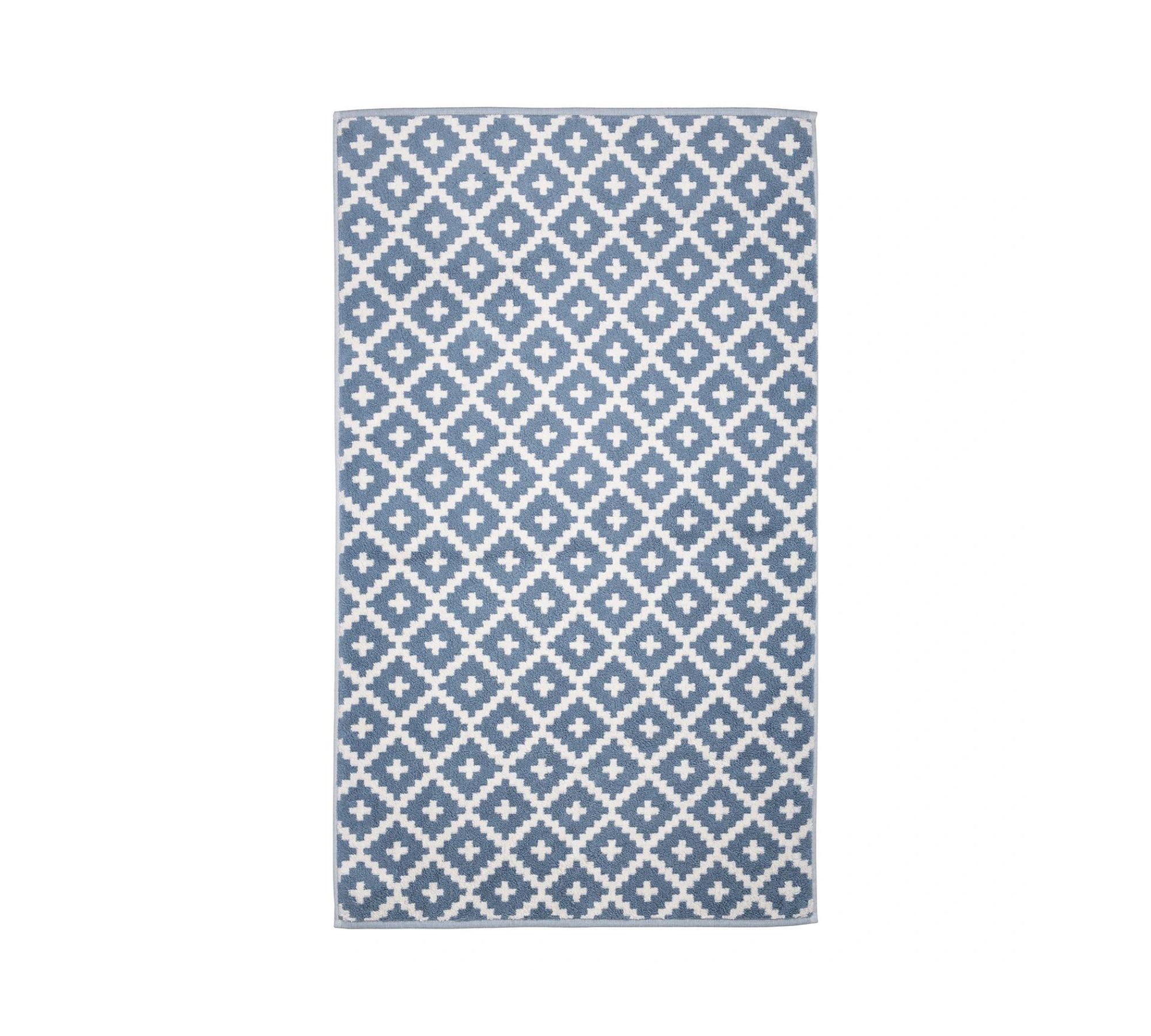 Badematte Frottee Blau Gemustert 67 x 120 cm