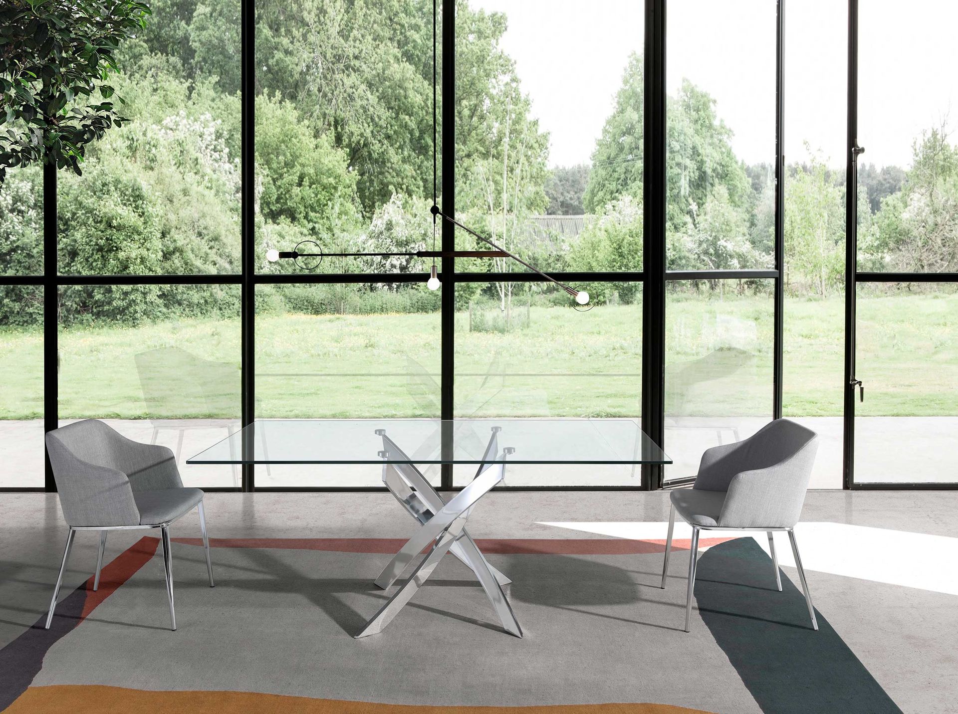 Sedia con braccioli acciaio inox grigio