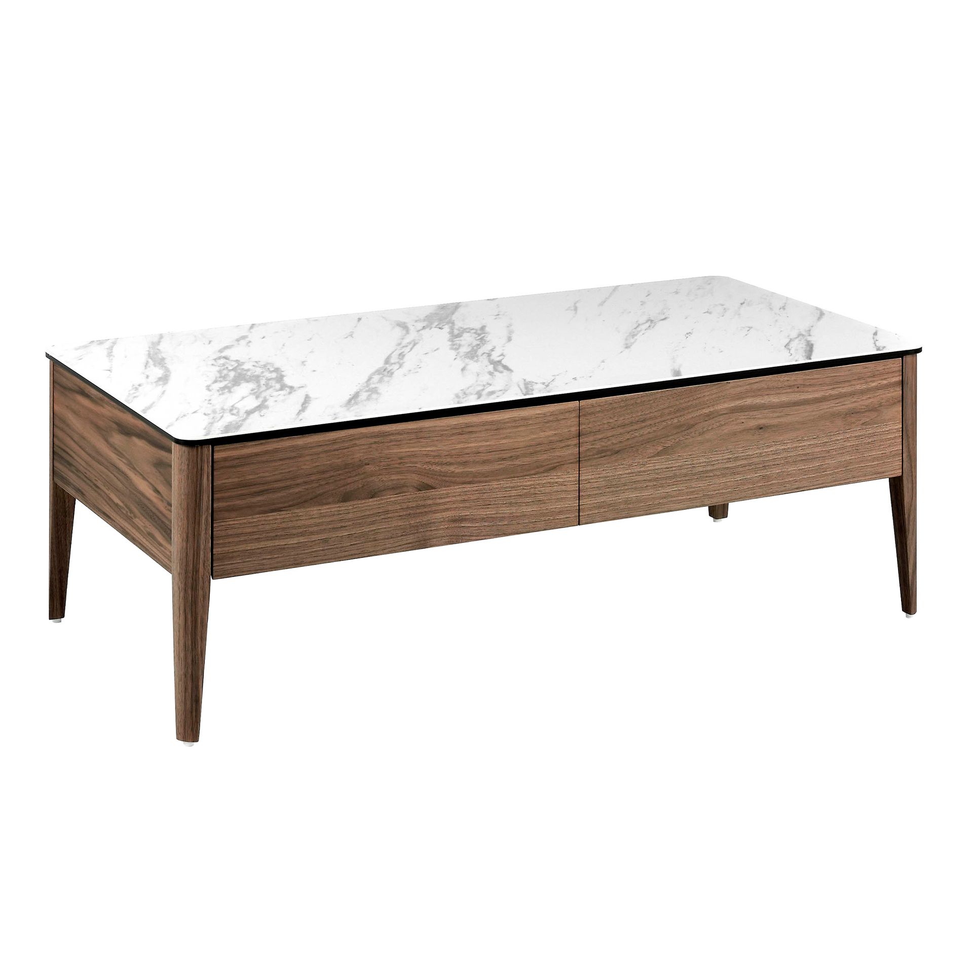 Coffee table walnut wood marble optics