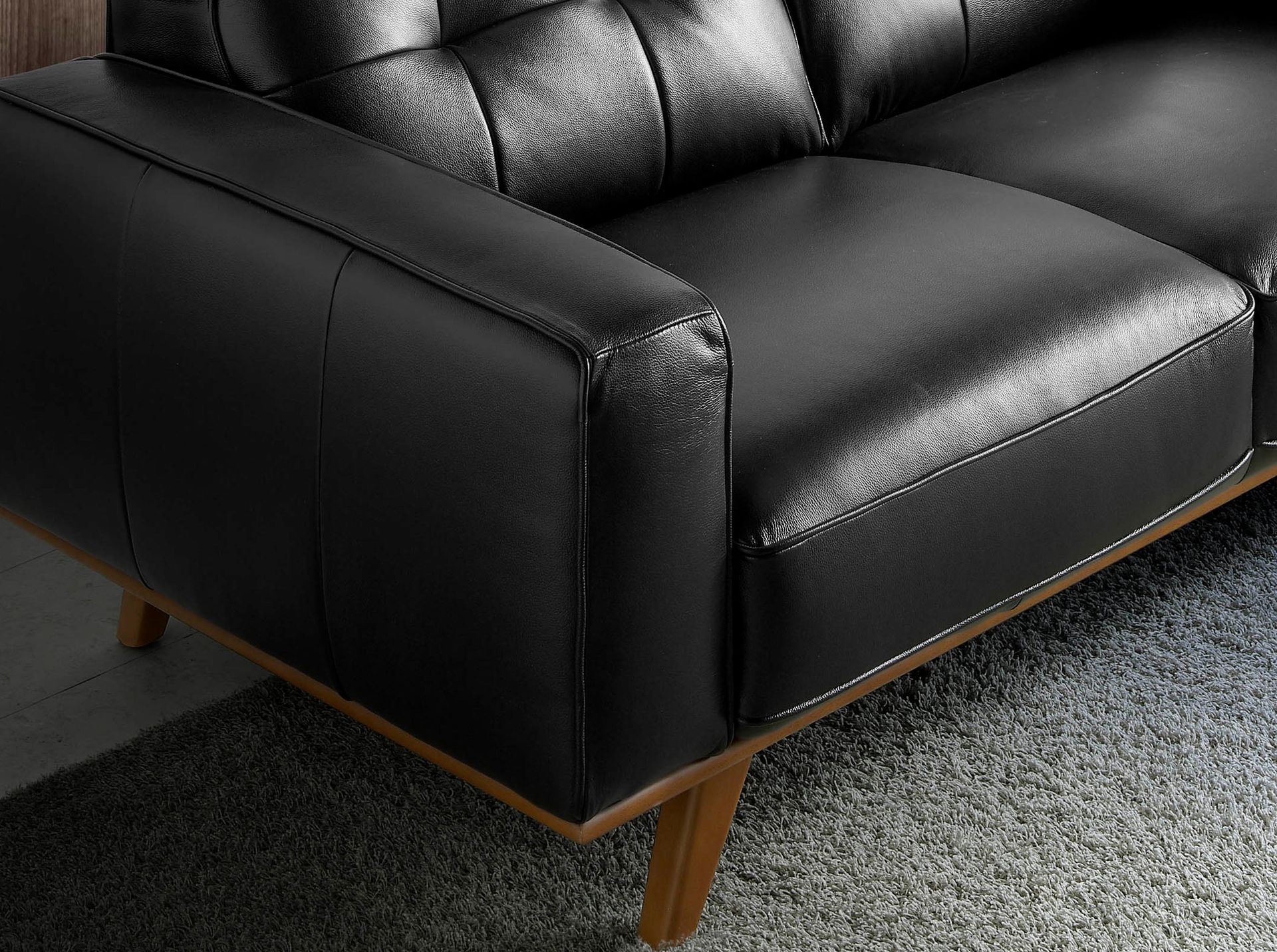 Chester Sofa 2-Sitzer Leder Schwarz
