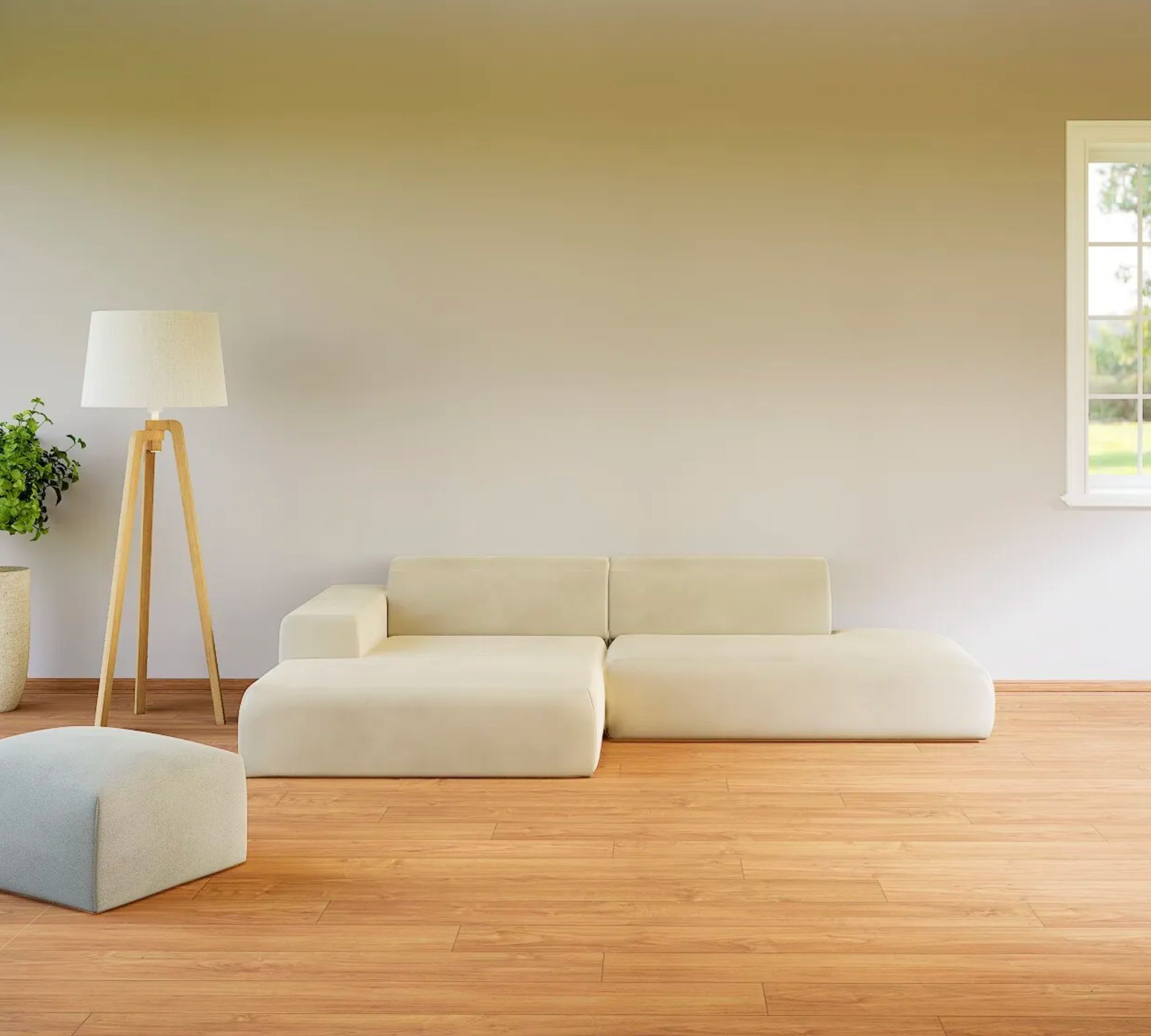 Pyllow Sofa Ecksofa Récamiere Links Kunstleder Cremeweiß