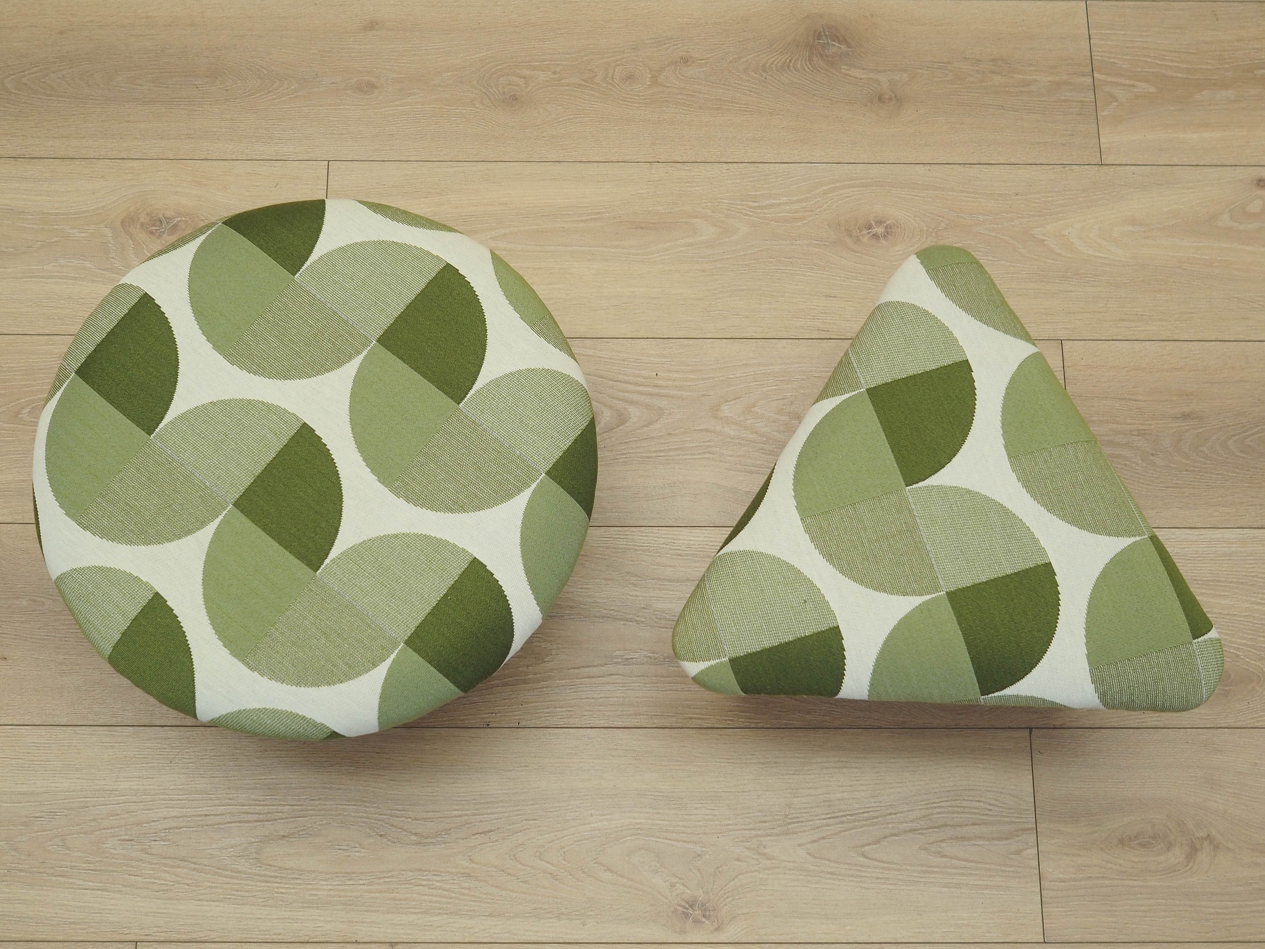 2-Teilig Hocker-Set Braun Grün 1990er Jahre