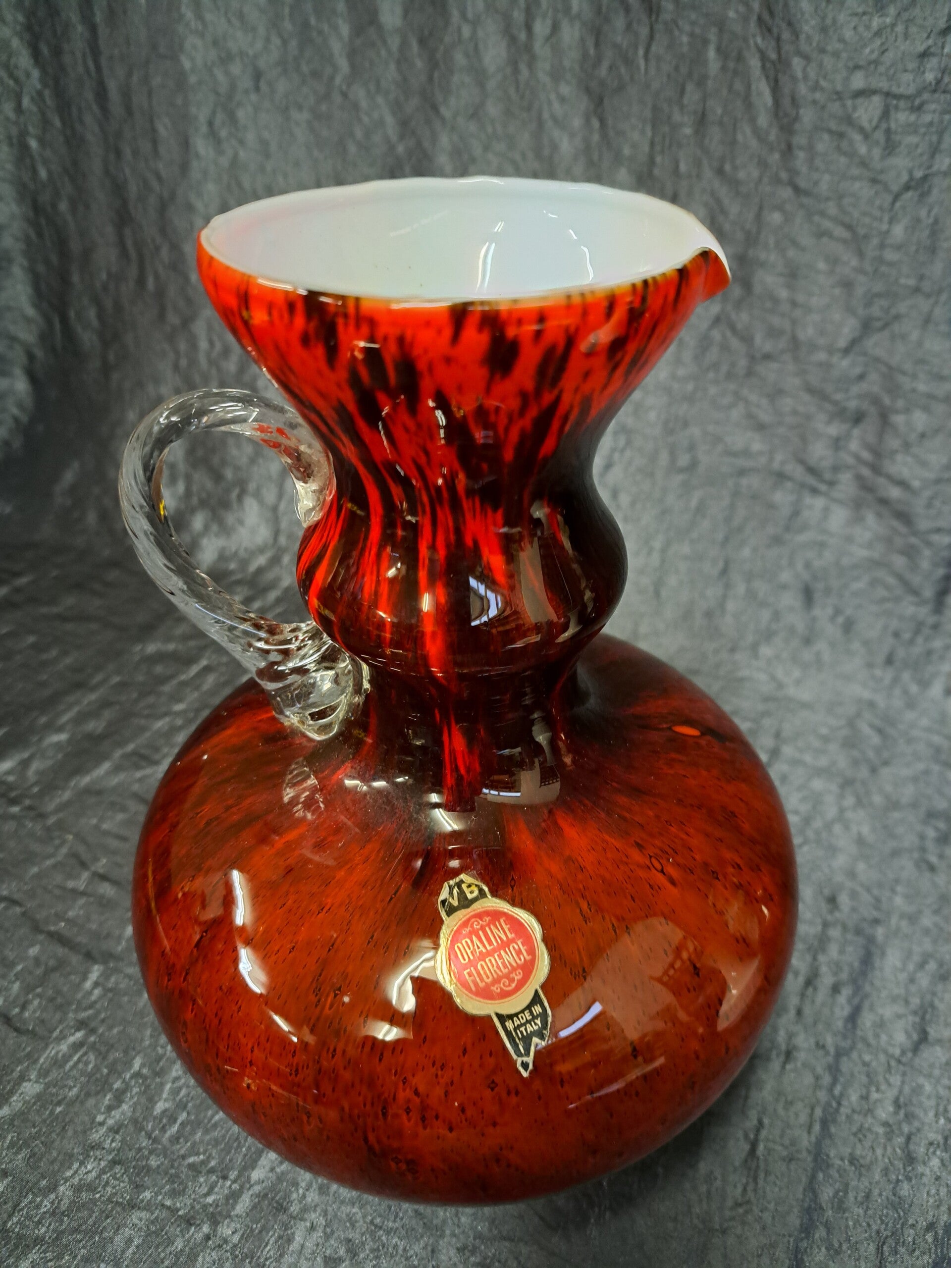 Vintage Vase Glas Rot Schwarz 