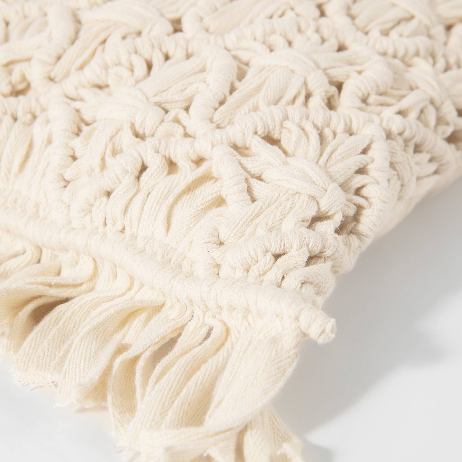 Fringe Kissenbezug Baumwolle Creme
