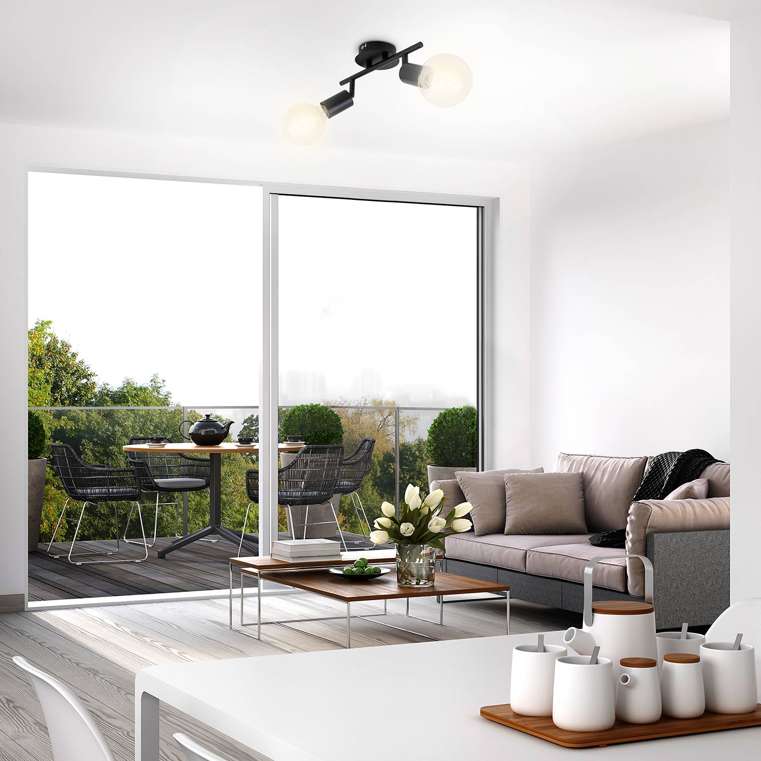 Pearl I Ceiling Lamp Iron 2-bulb