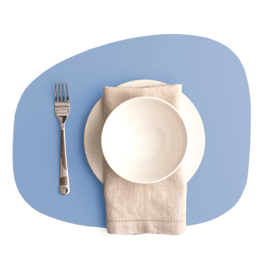 Stone Tischset 100% Recyceltes Leder Hellblau