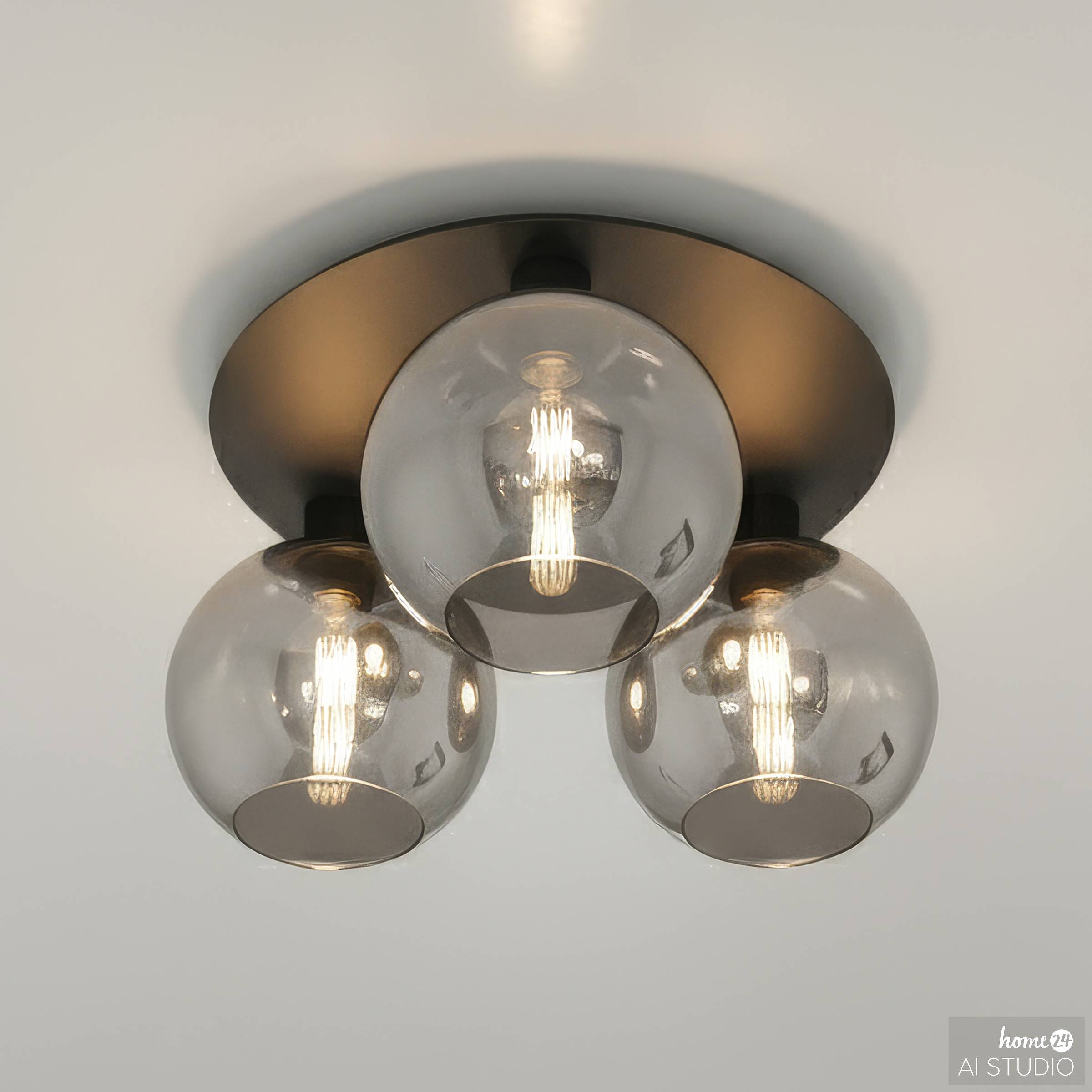 3-Flammig Entea Deckenleuchte Glas Eisen