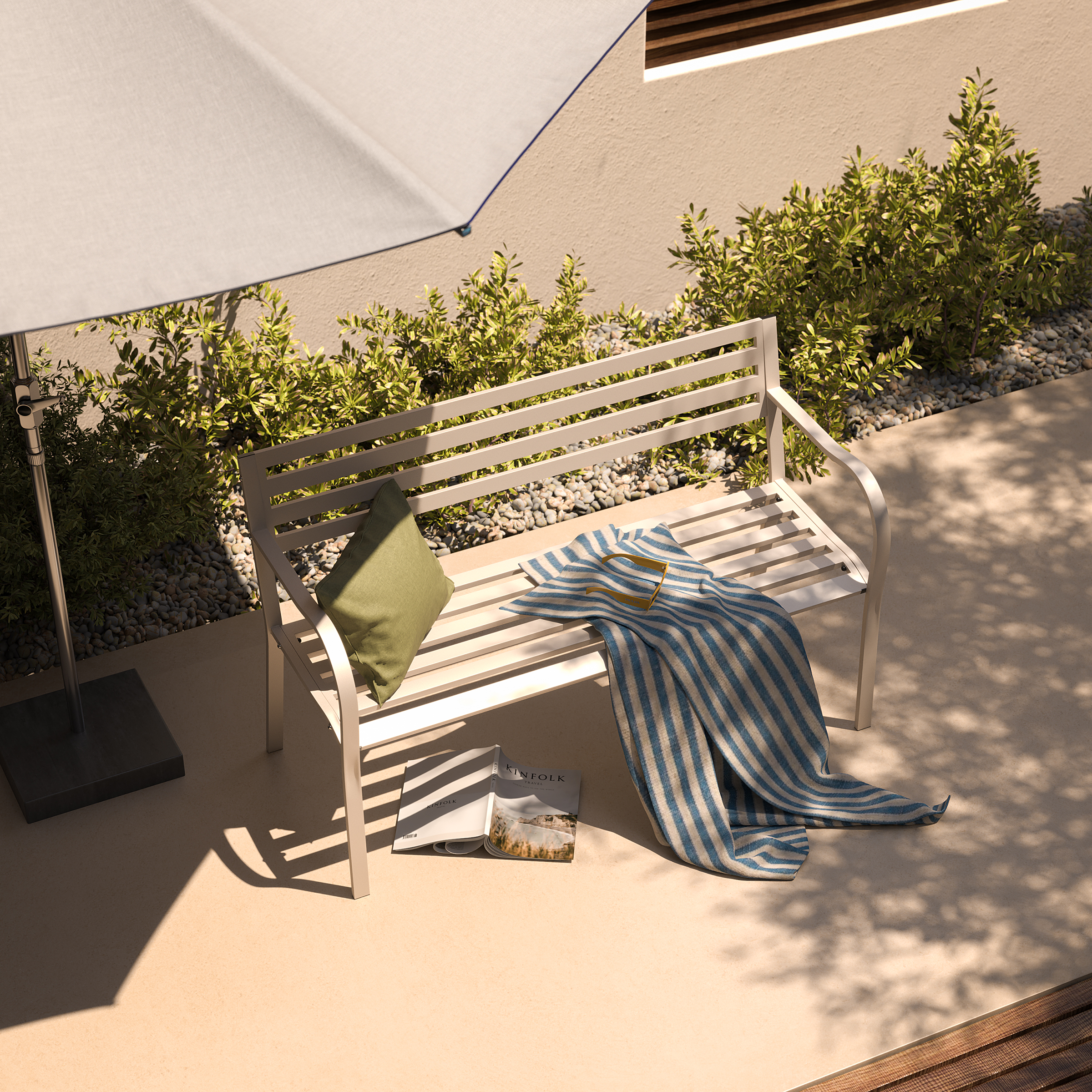 Gartenbank Sophy Stahl Beige