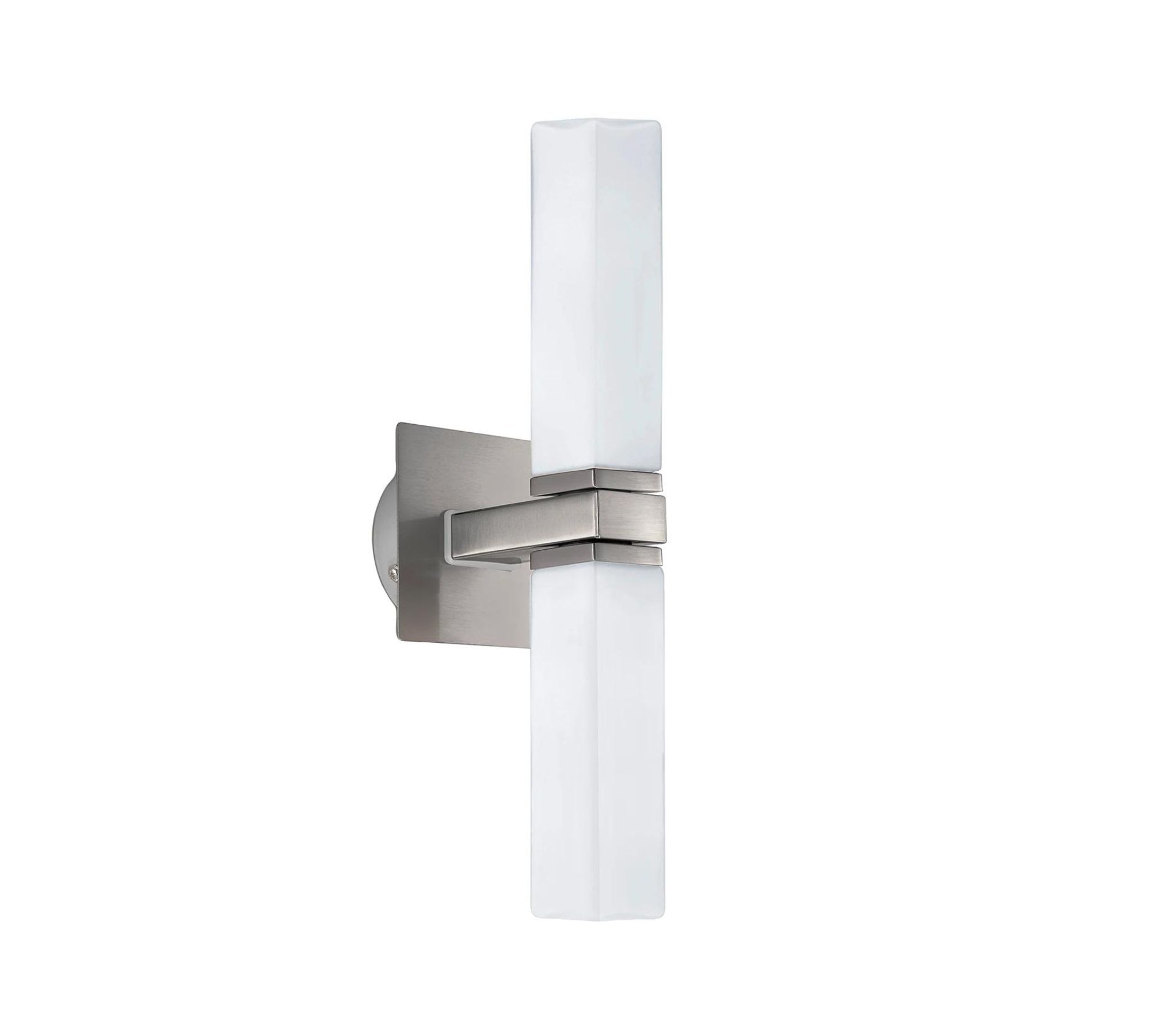 Wandlampe 2-flammig Stahl Opalglas Silber Weiß