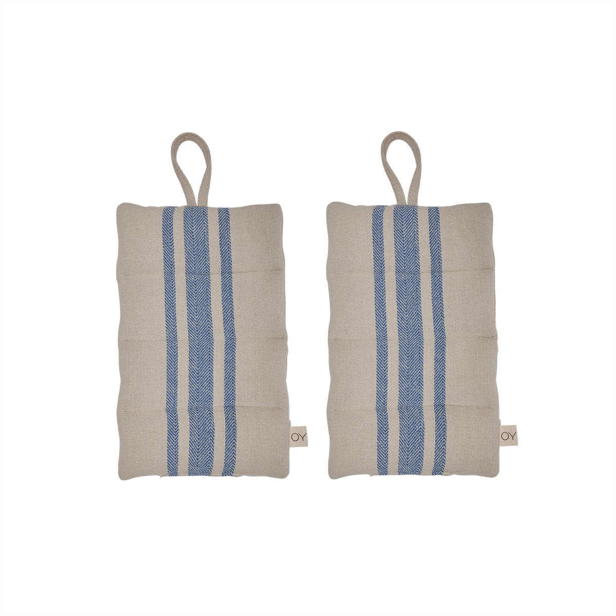 2x Linu Topflappen Baumwolle Creme Blau