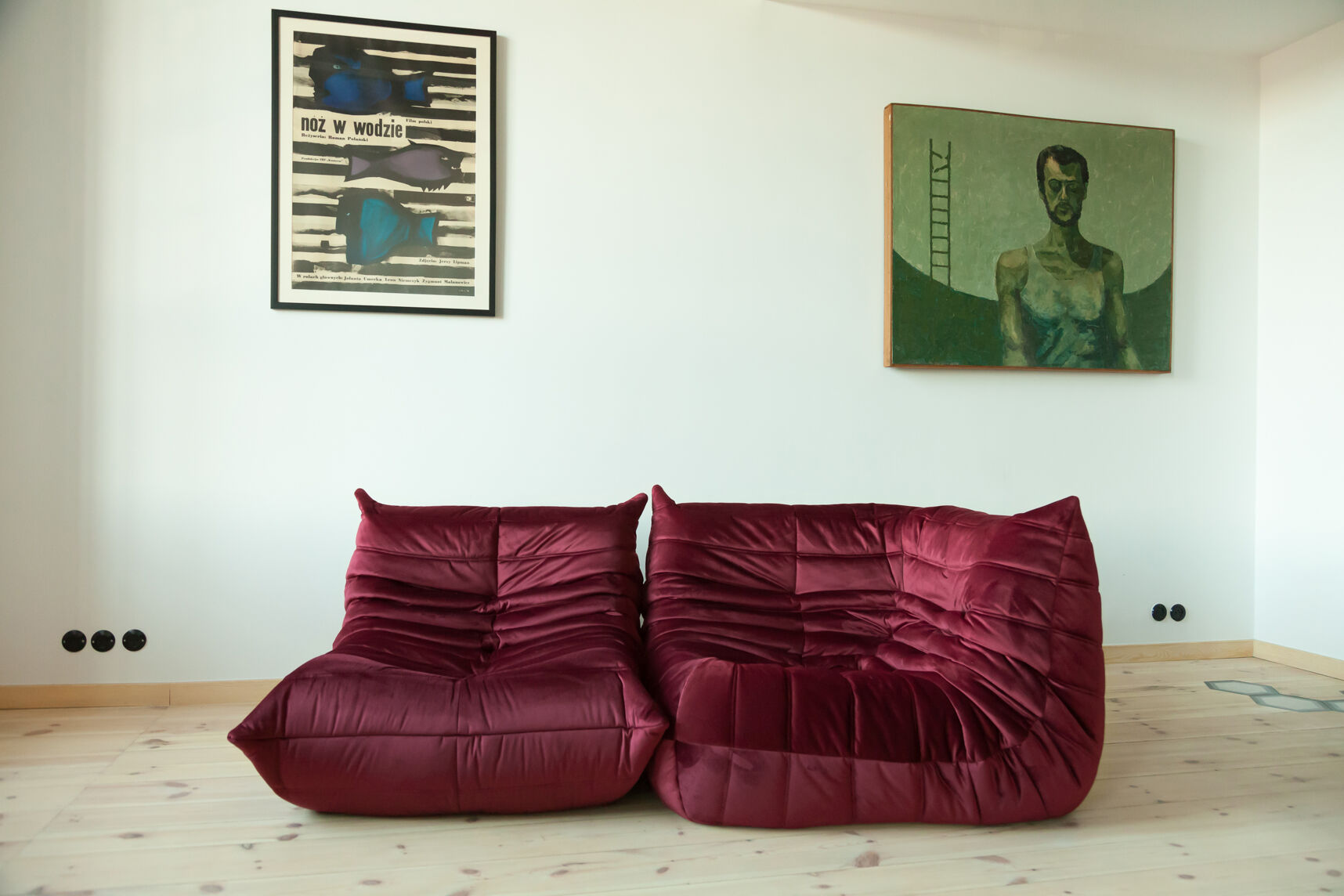 Togo Lounge Set 2 pezzi Velluto Rosso Borgogna