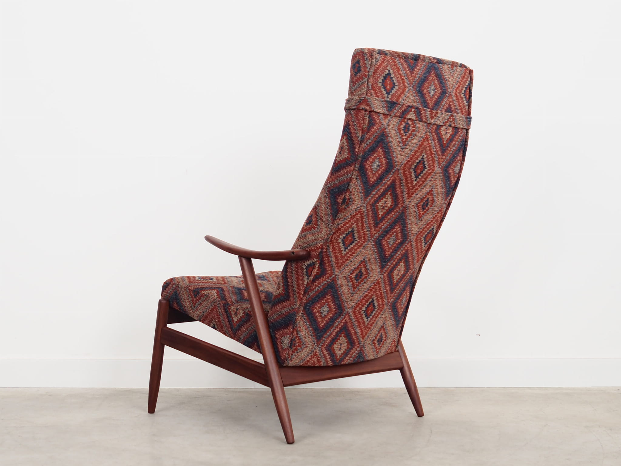 Vintage chair Teak wood Textile Multicolor 1970s 