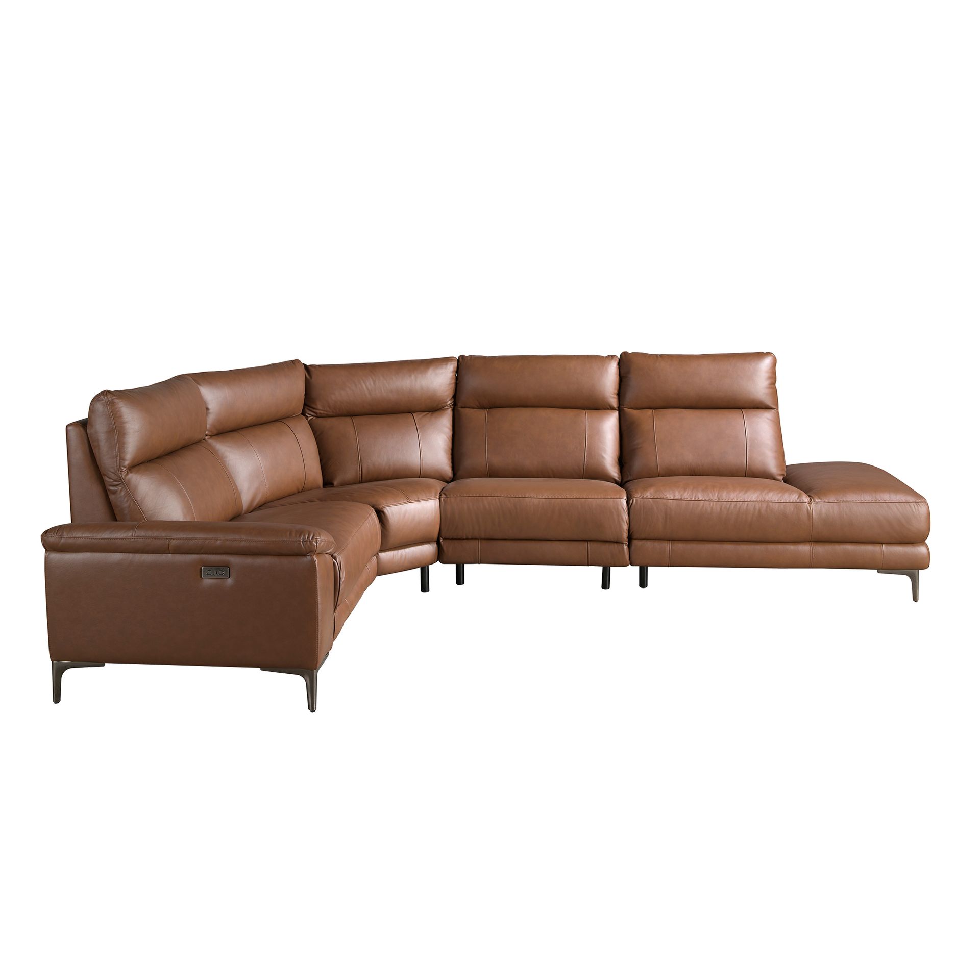 Sofa Récamiere Rechts Leder Tabakbraun