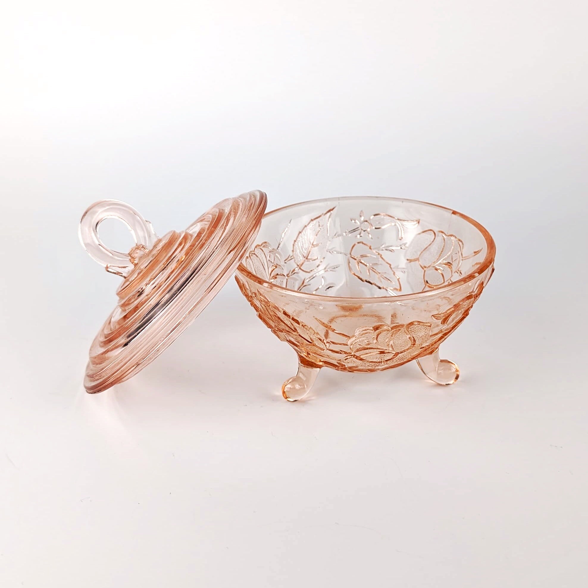 Art Deco Deckeldose Pressglas 1930er Jahre