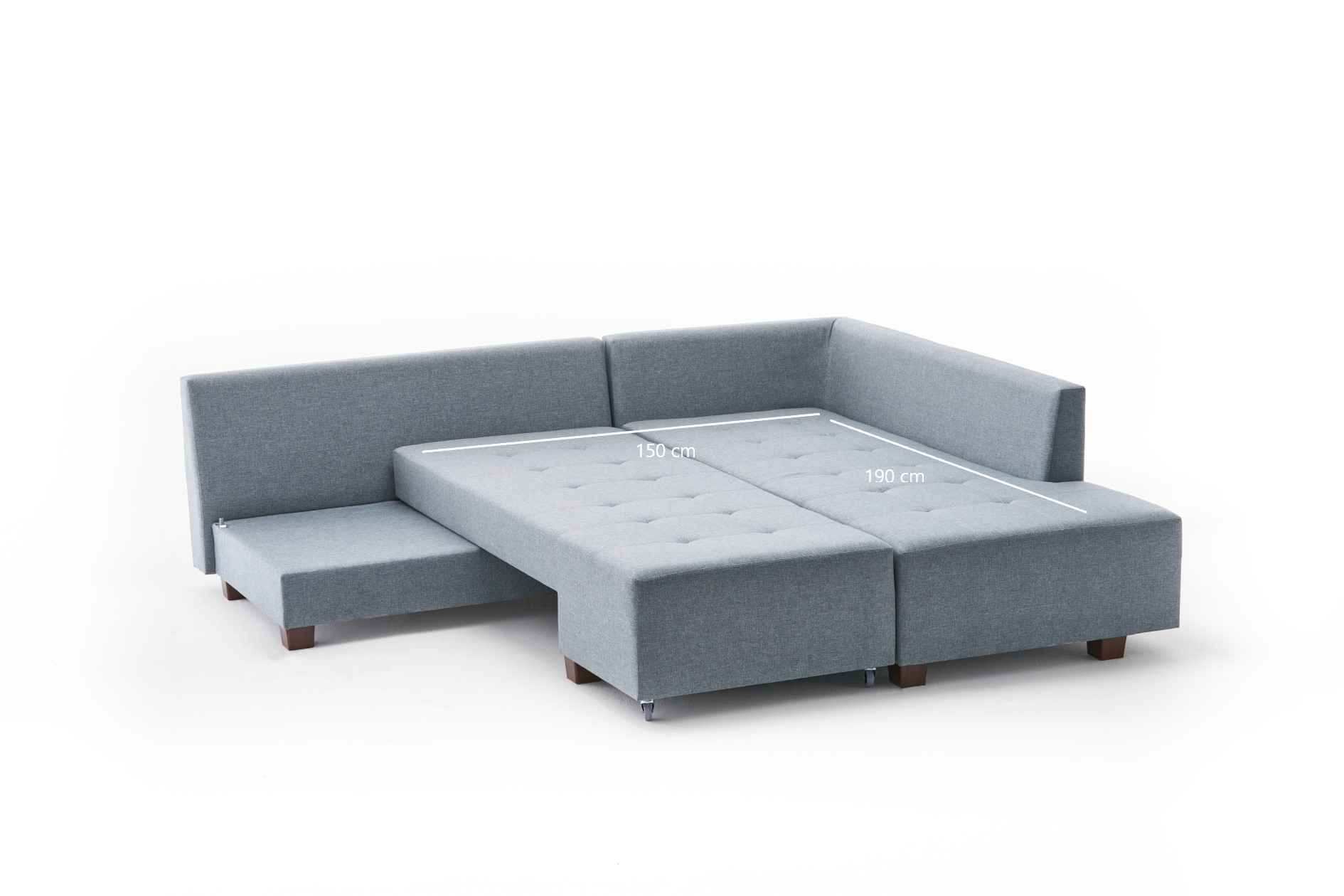 Schlafsofa Rechts Polyester Holz Hellblau