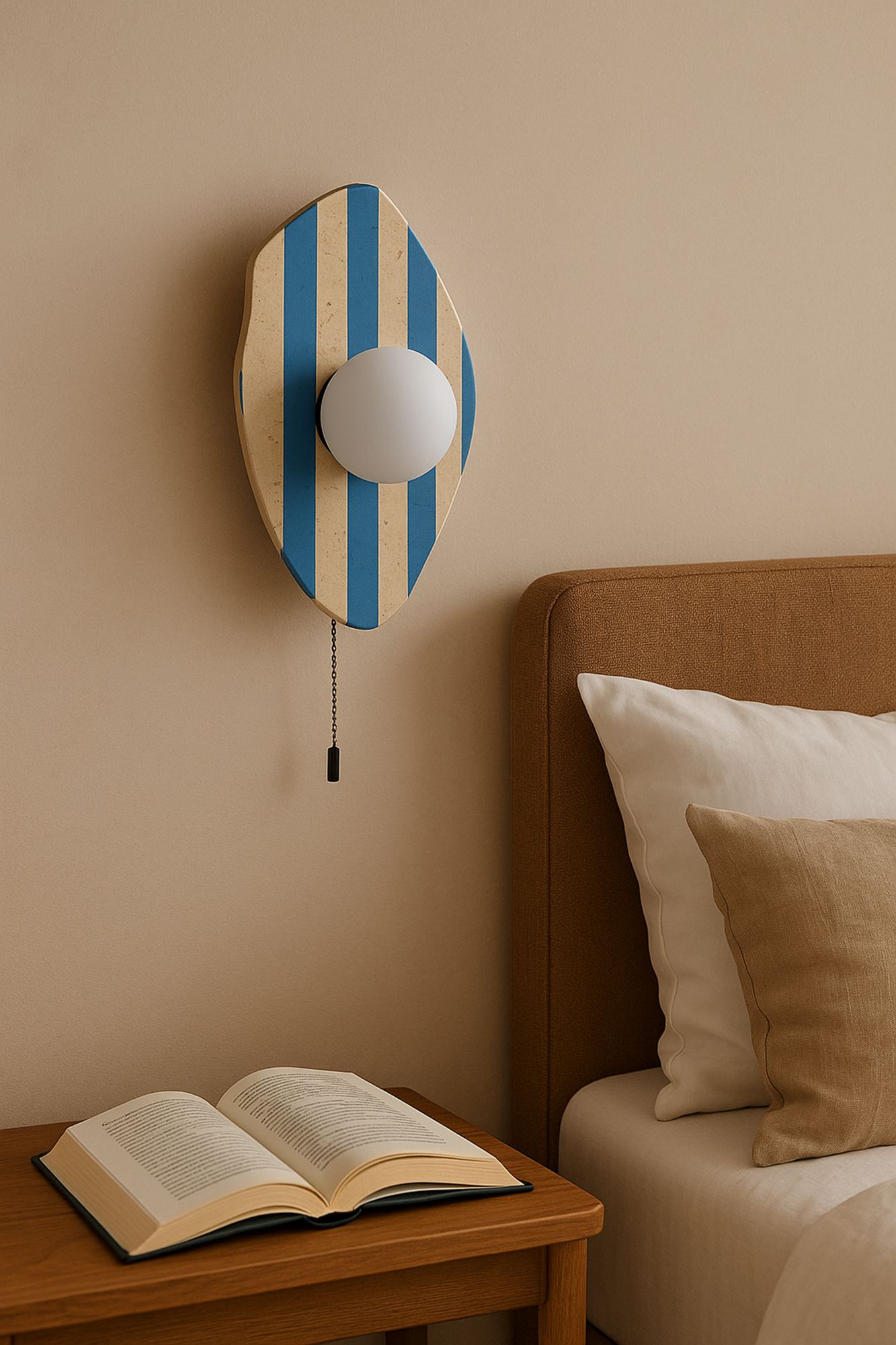 Side Wall Lamp Travertine Blue