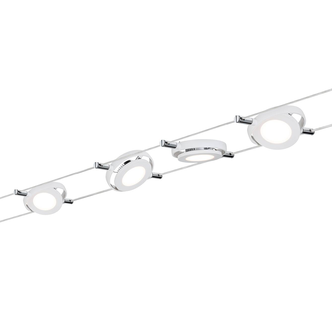 4-Flammig LED-Seilsystem Mac II Silikon Chrom