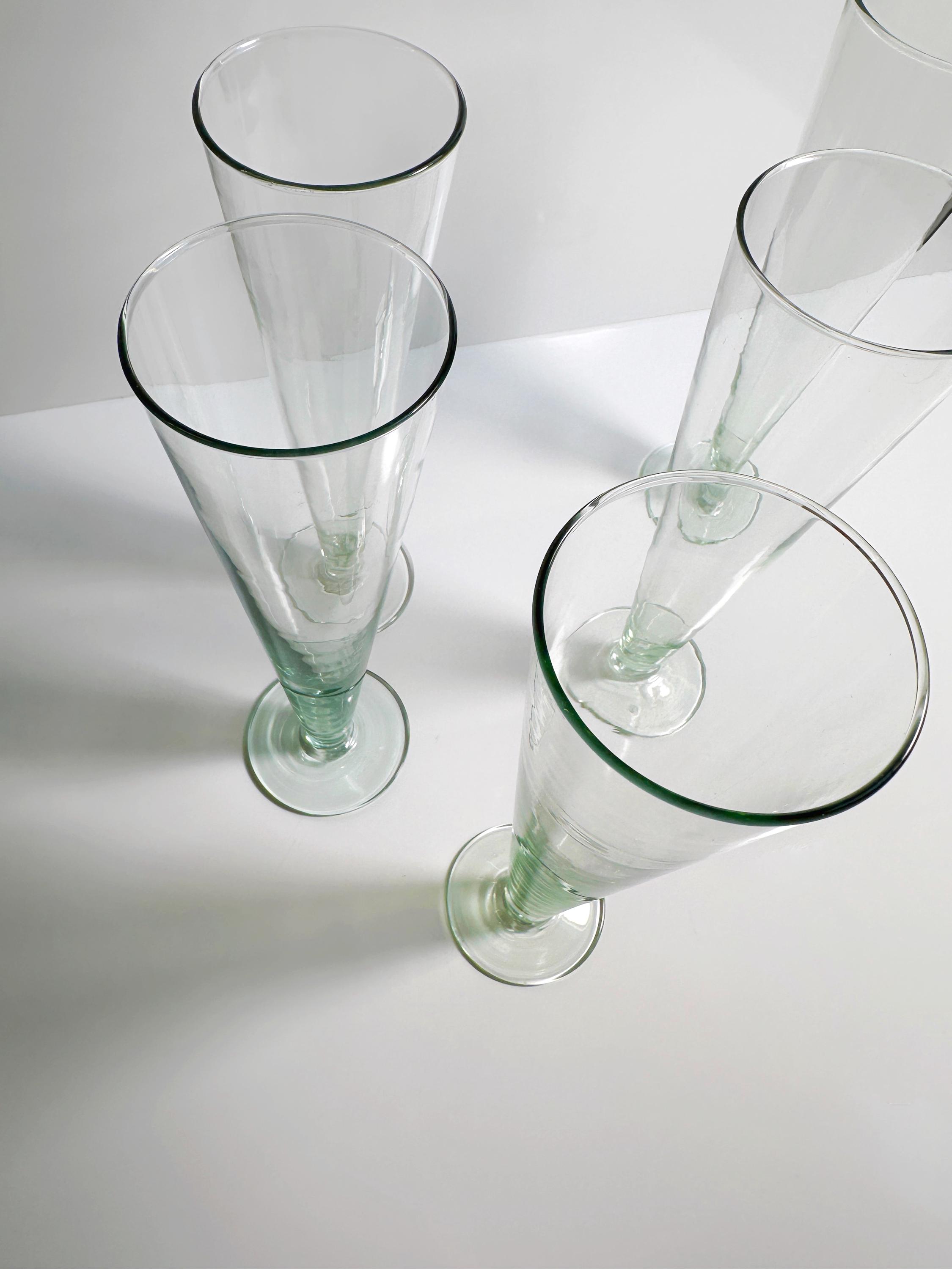 5x Vintage champagne flutes turquoise