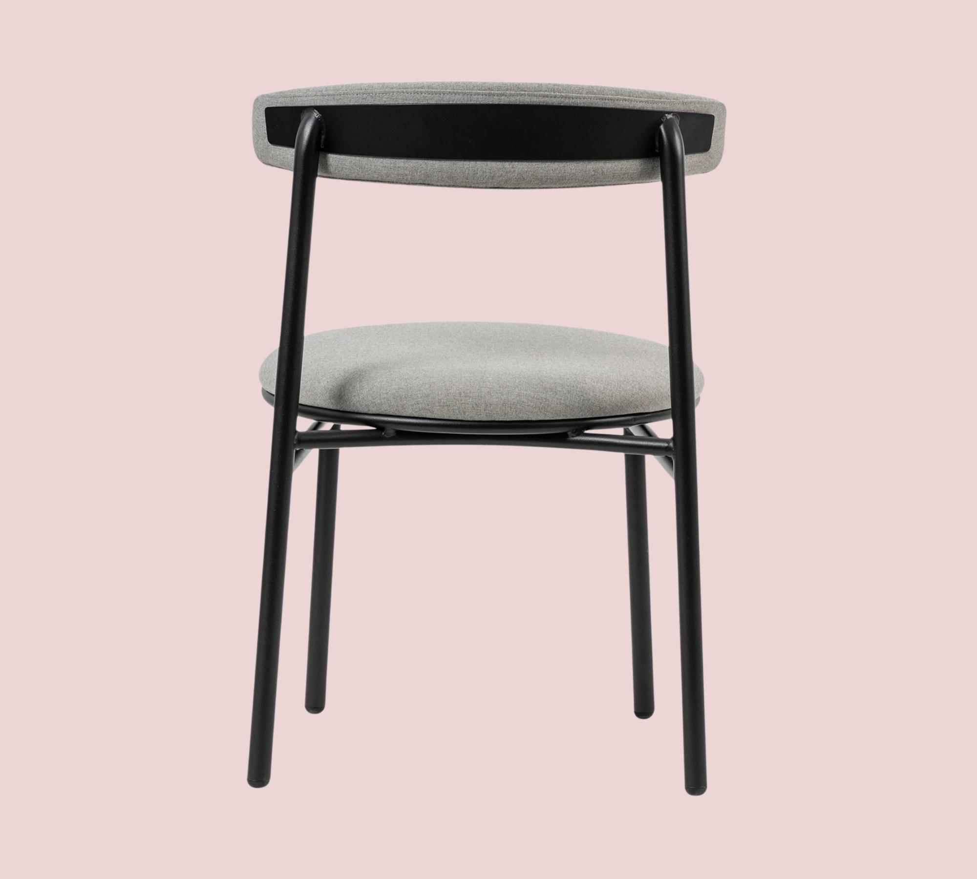 2x Esszimmerstuhl Webstoff Grau Gestell Schwarz