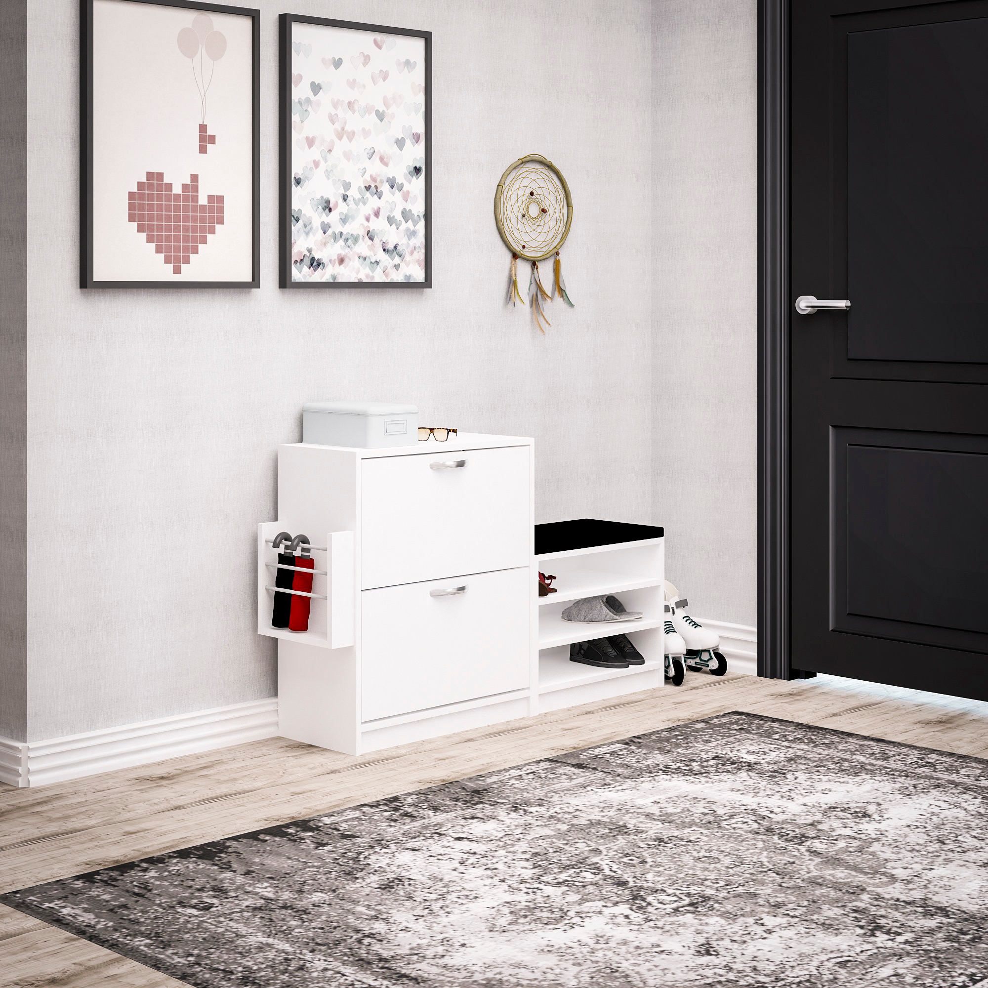 Trend Shoe cabinet Wood veneer White