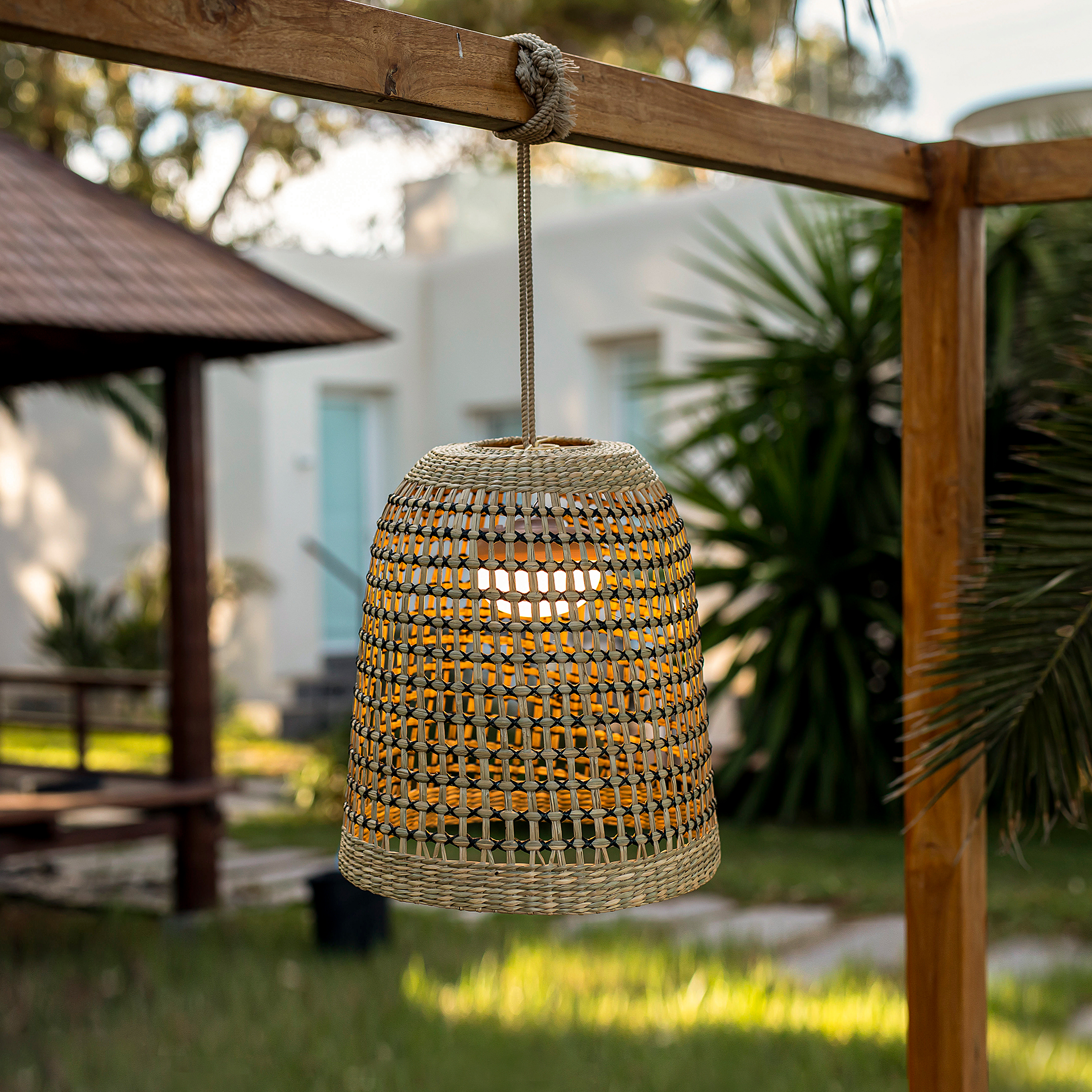 Außenpendelleuchte Positano Rattan