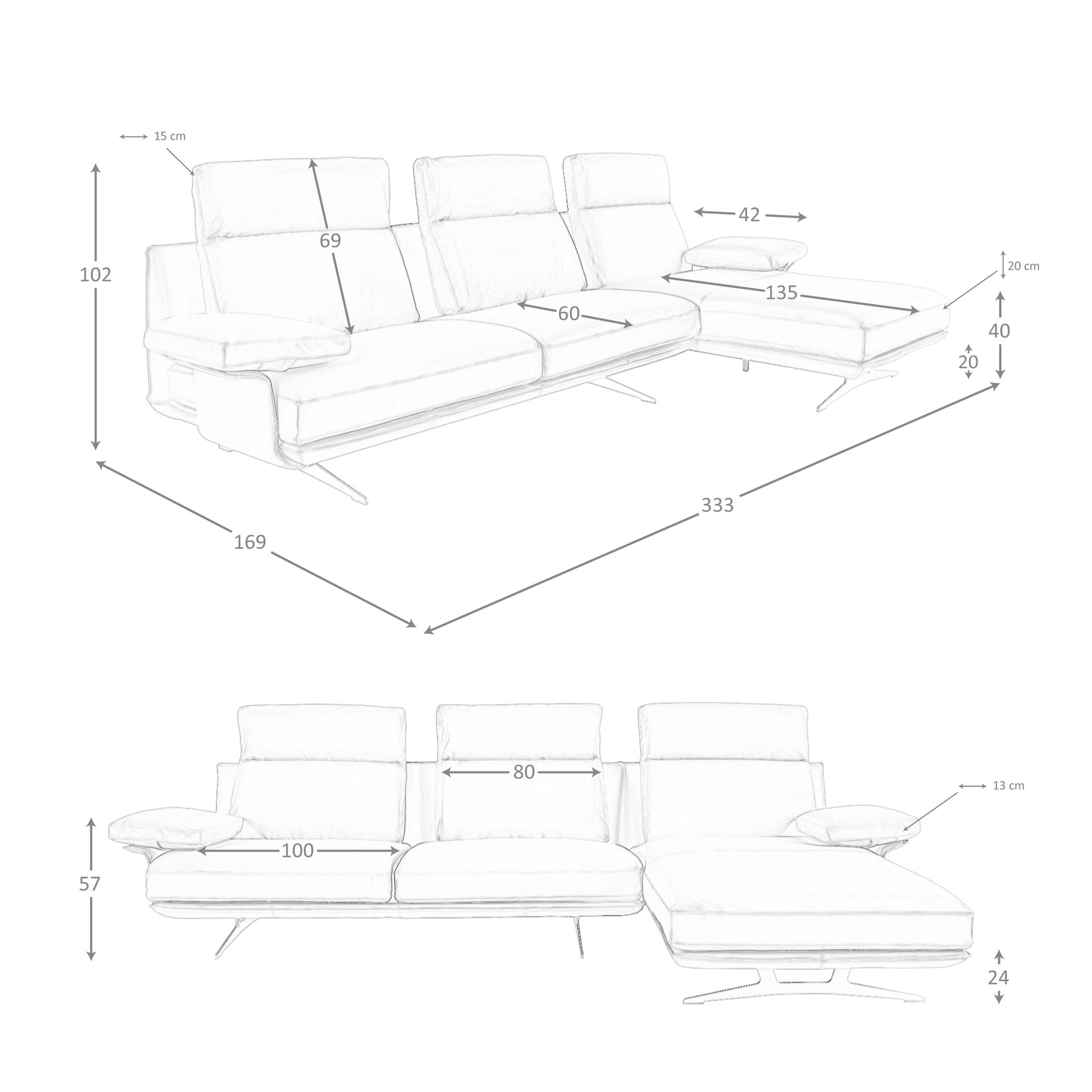 Sofa Récamiere Rechts Leder Terrakotta