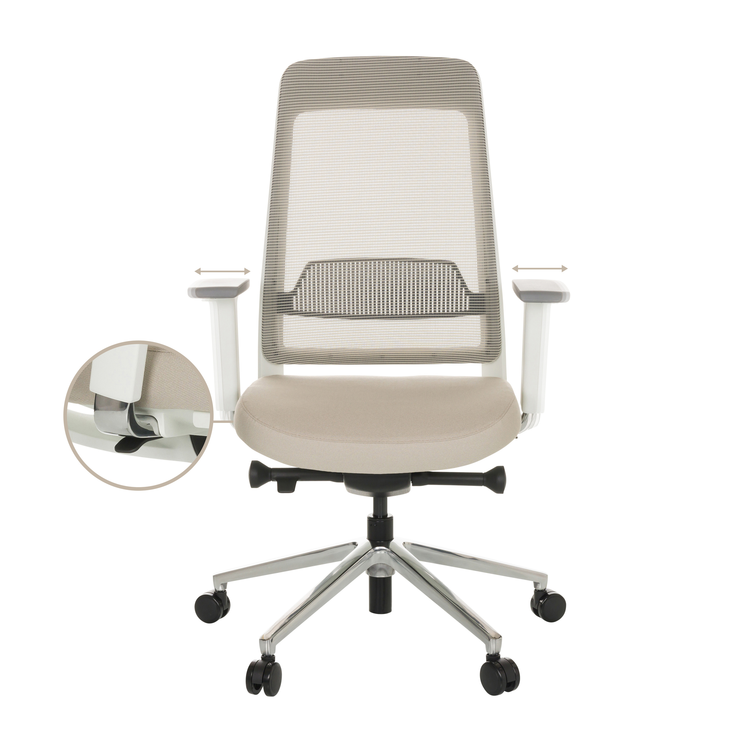 CHIARO T2 WHITE Bürostuhl Netzstoff Grau