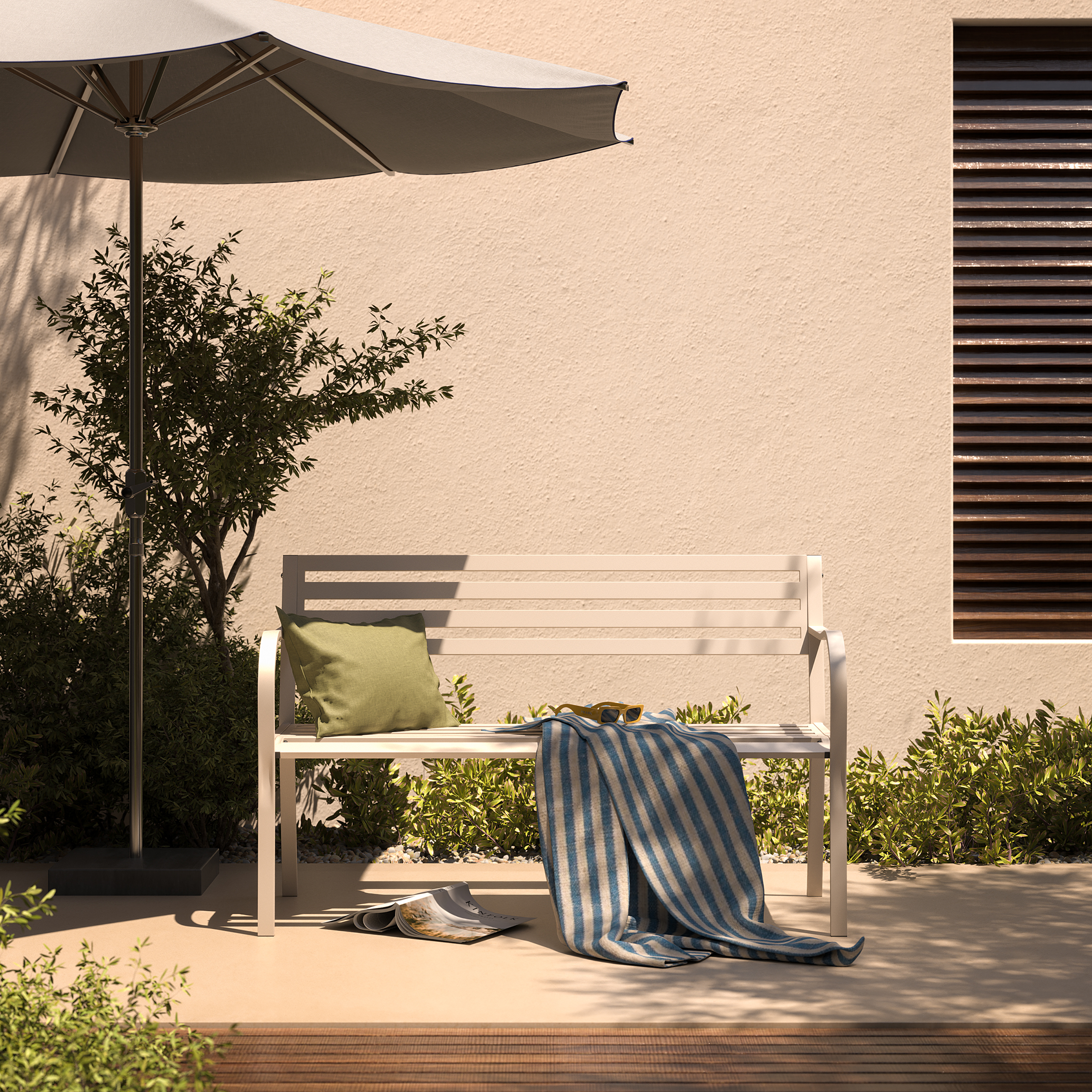 Gartenbank Sophy Stahl Beige