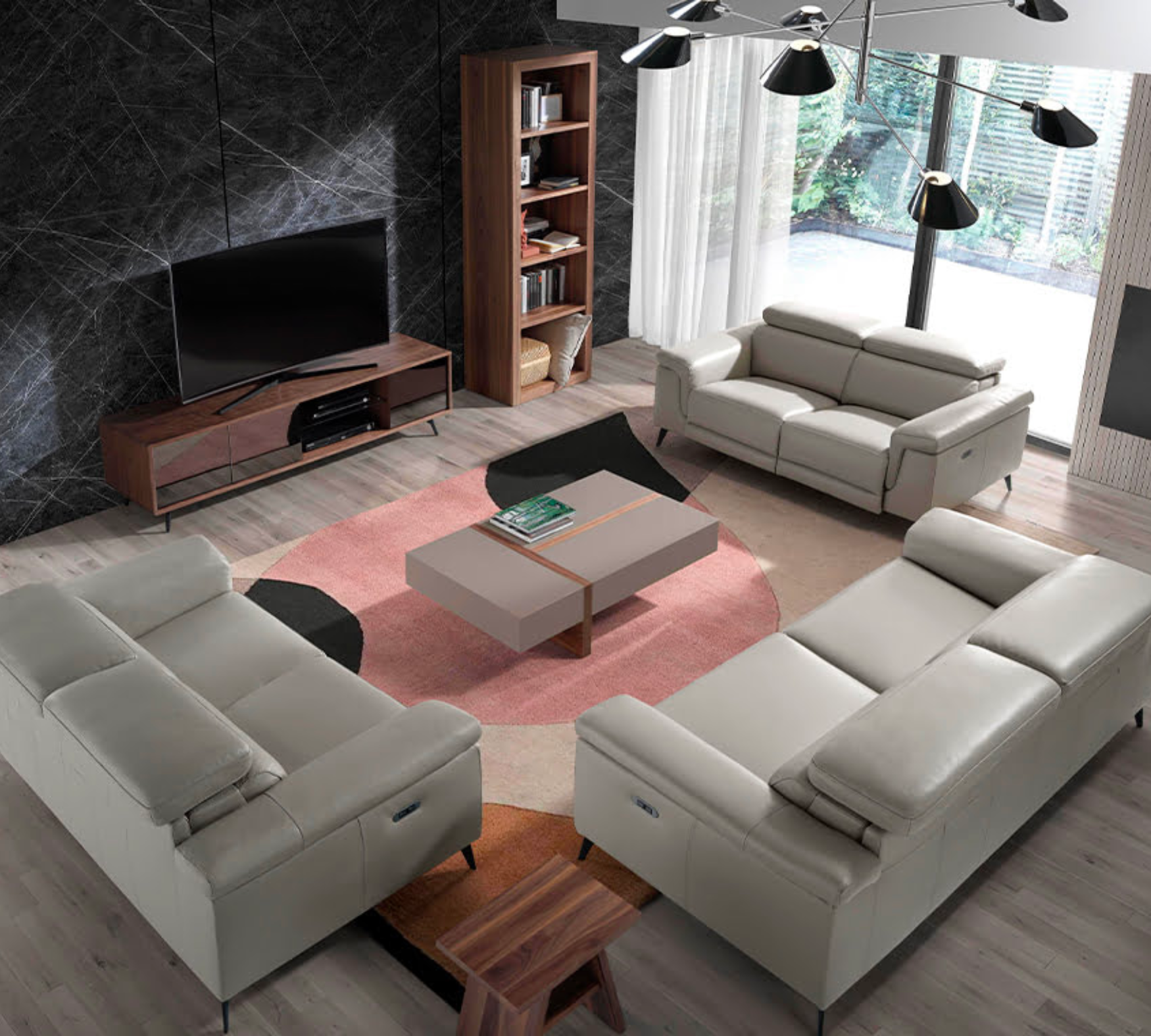 Walnut veneer bookshelf