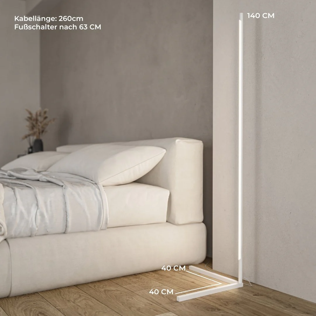 Minimalistische LED Stehlampe HELIOS Weiß