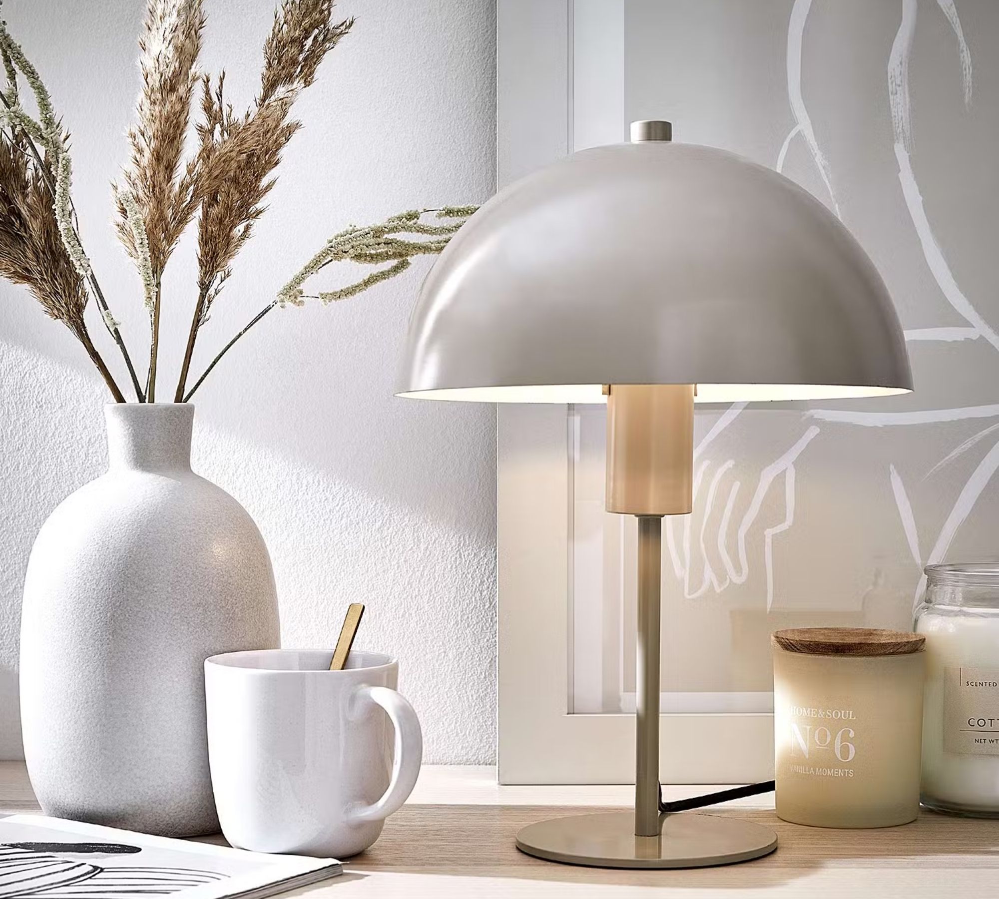 Tischleuchte Eisen Beige