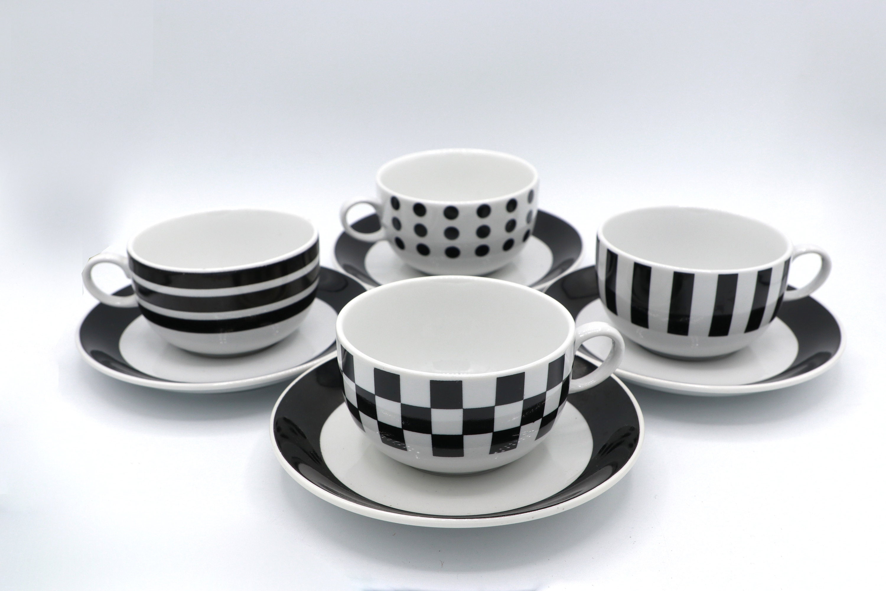 4x Vintage Eduscho Kaffeetasse mit Untertasse 1980er Jahre