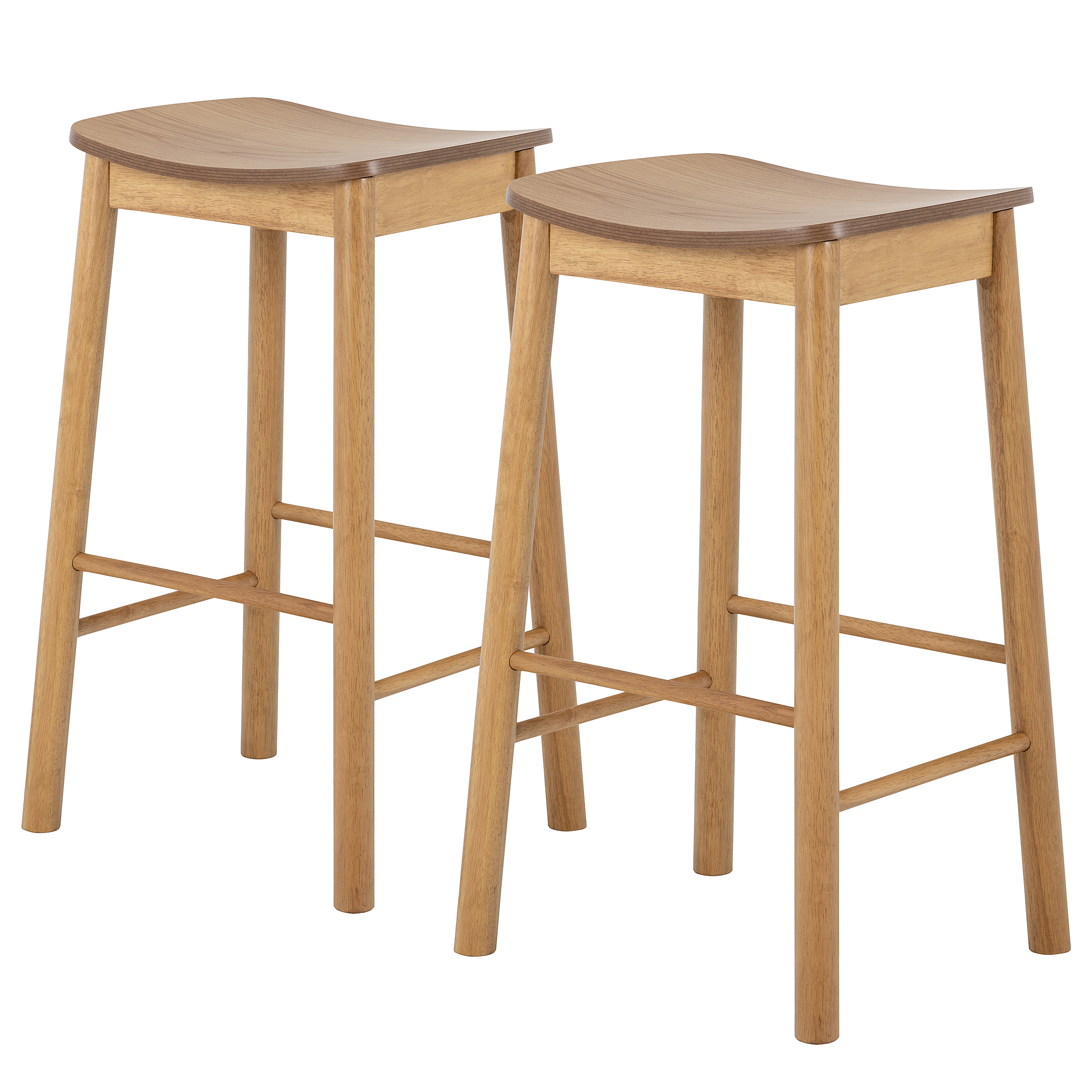 Bar stool Anggai set of 2 solid wood 44 x 77 x 40 cm