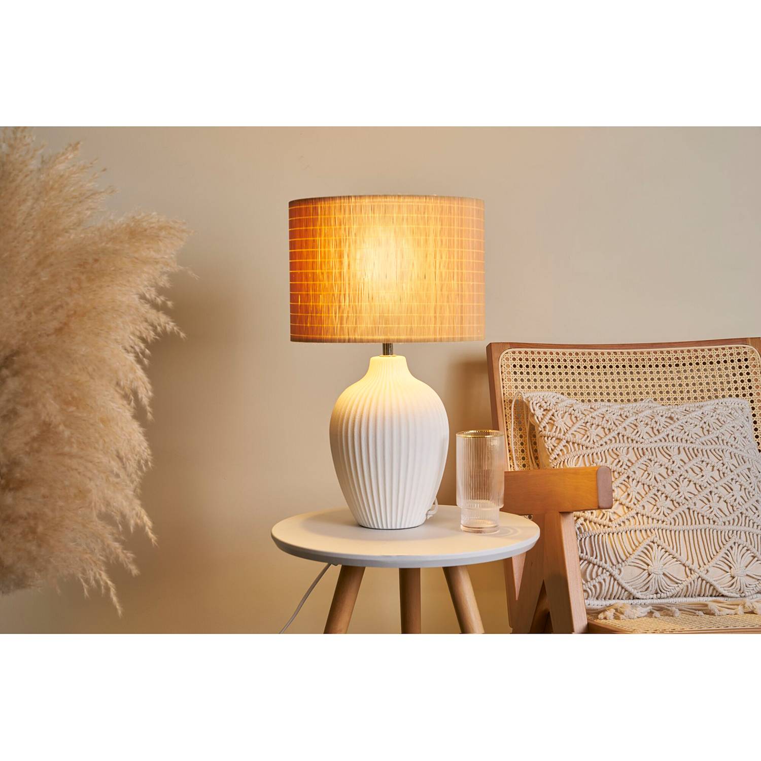 Tischleuchte Timber Glow Bambus Stein
