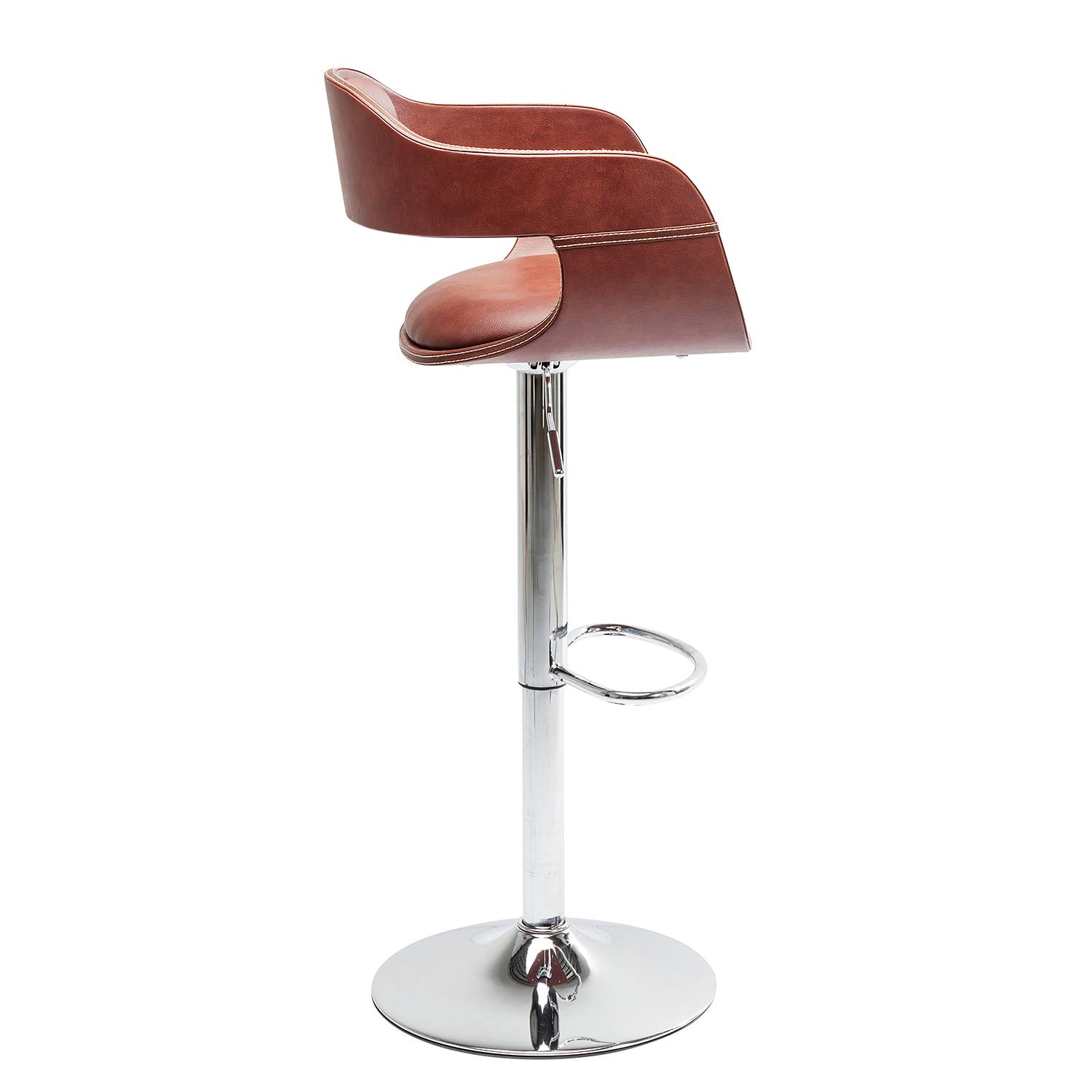 Barstuhl Monaco I Kunstleder Stahl Cognac Chrom