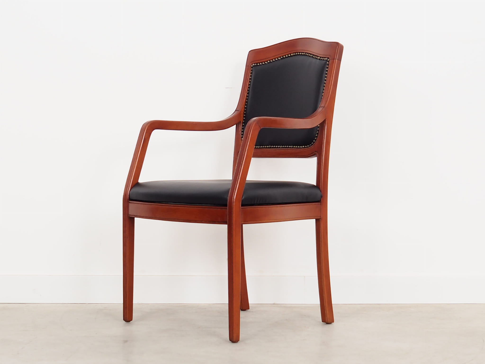 Chair Wood Leather Black 1970s