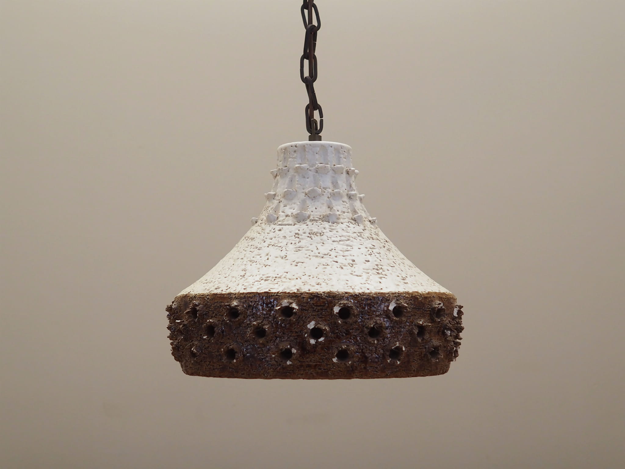 Vintage pendant lamp ceramic brown 1960s