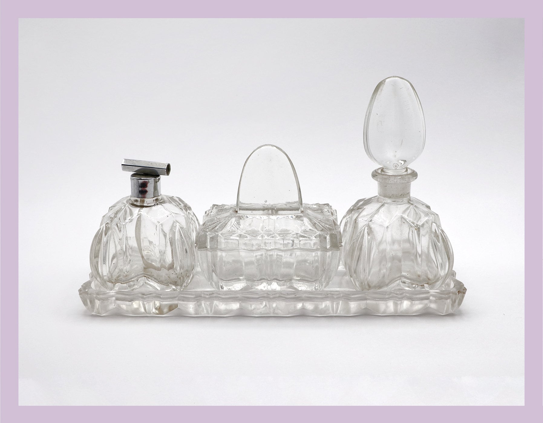 Vintage Art Deco Bad Set Kristall 1930er Jahre