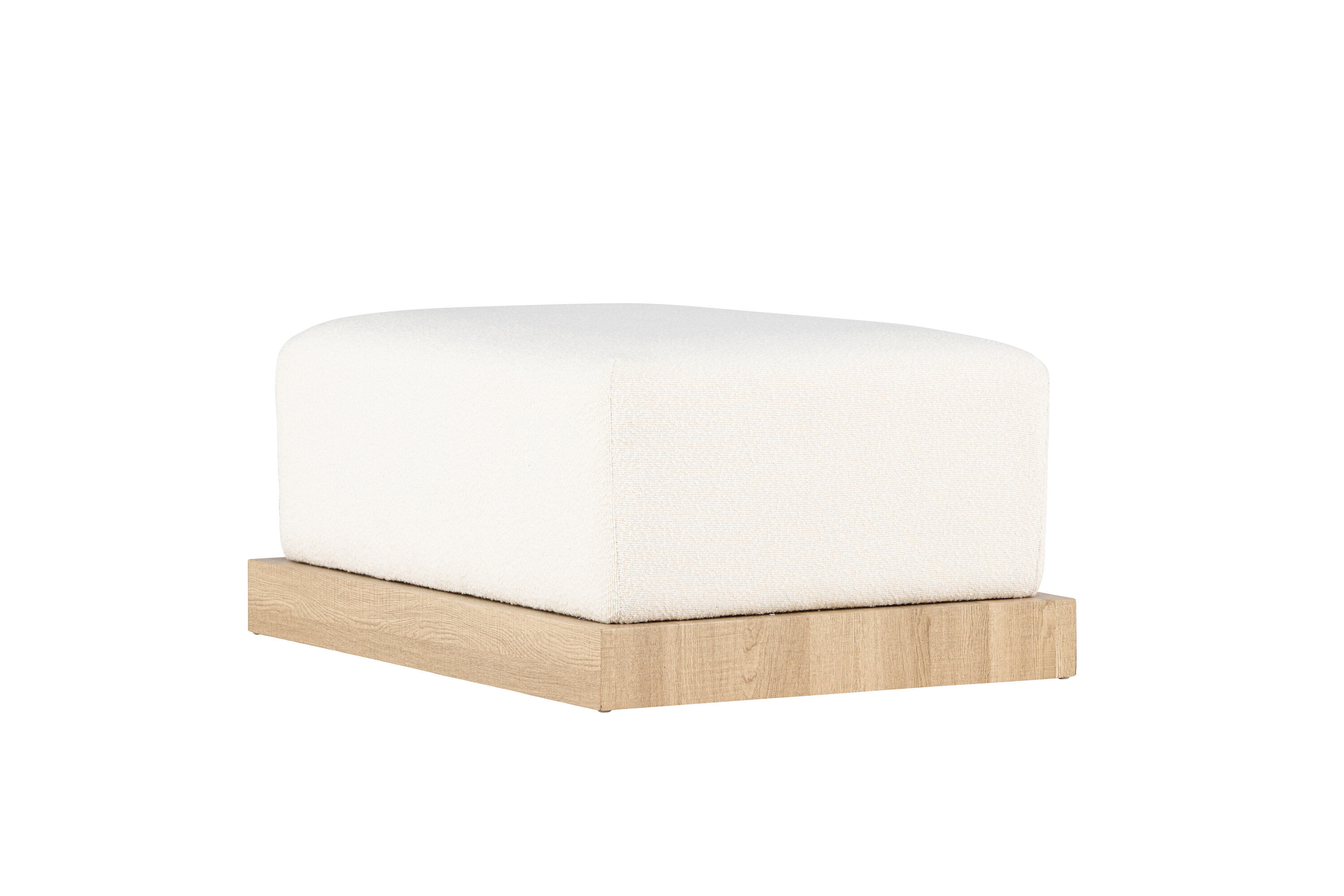 Ivy Ottoman Holzoptik Bouclé Weiß