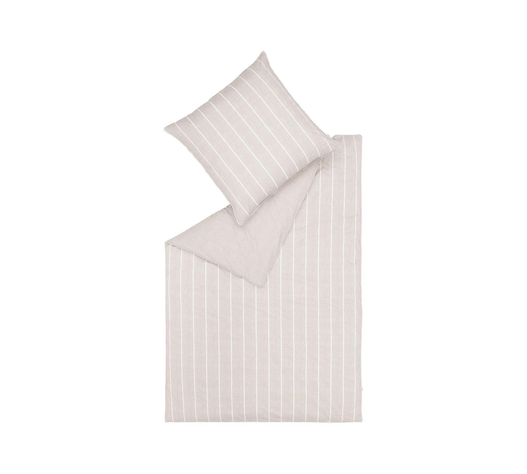 Bettwäsche Webstoff Beige Gestreift 155 x 220 cm