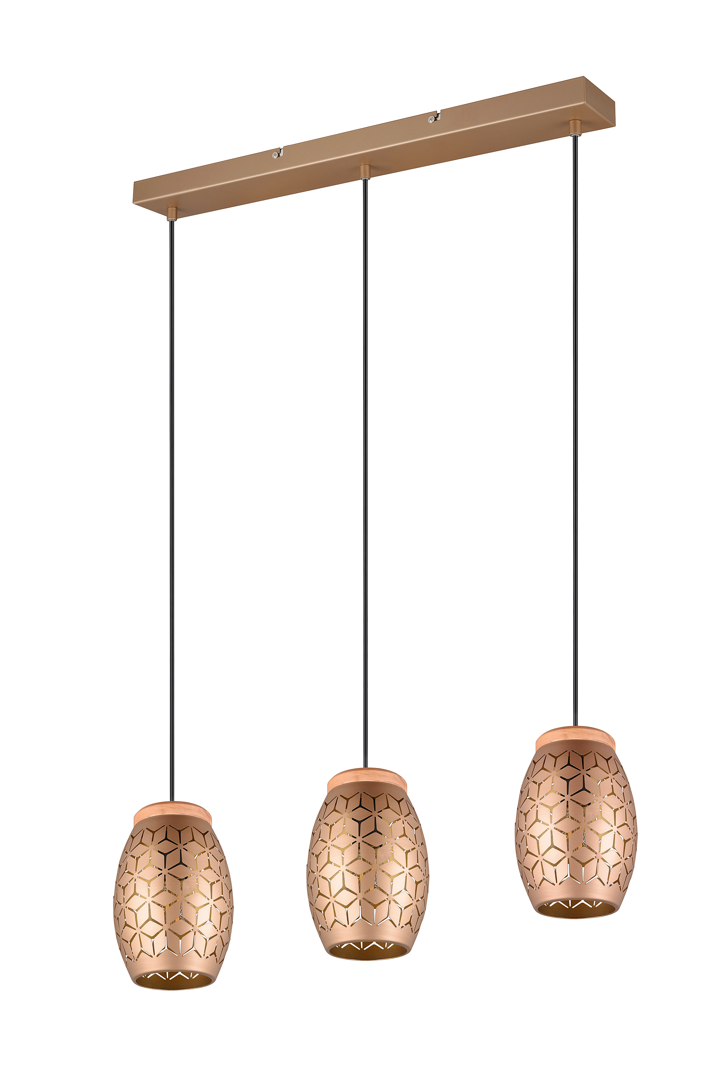 Bidar Pendelleuchte 3-flammig Eisen Kiefer Braun 