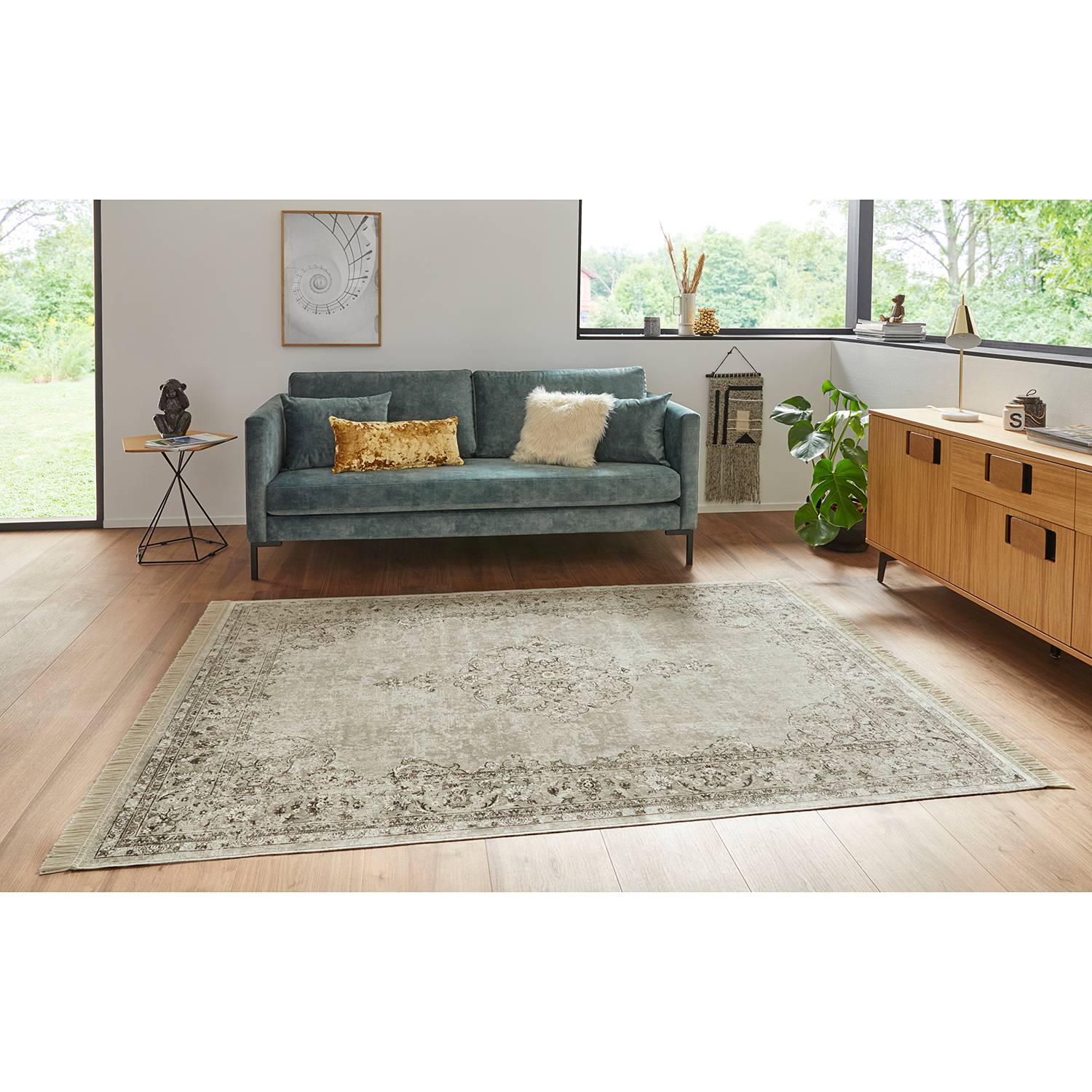 Oriental Teppich Baumwolle Creme 95 x 140 cm